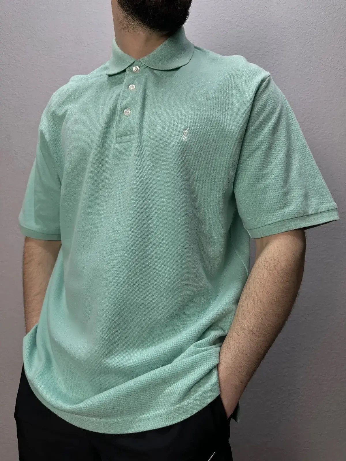 Vintage × Yves Saint Laurent ‼️Vintage Yves Saint Laurent Tee Men Quarter Zip Polo Logo Size US L / EU 52-54 / 3 - 11 Thumbnail