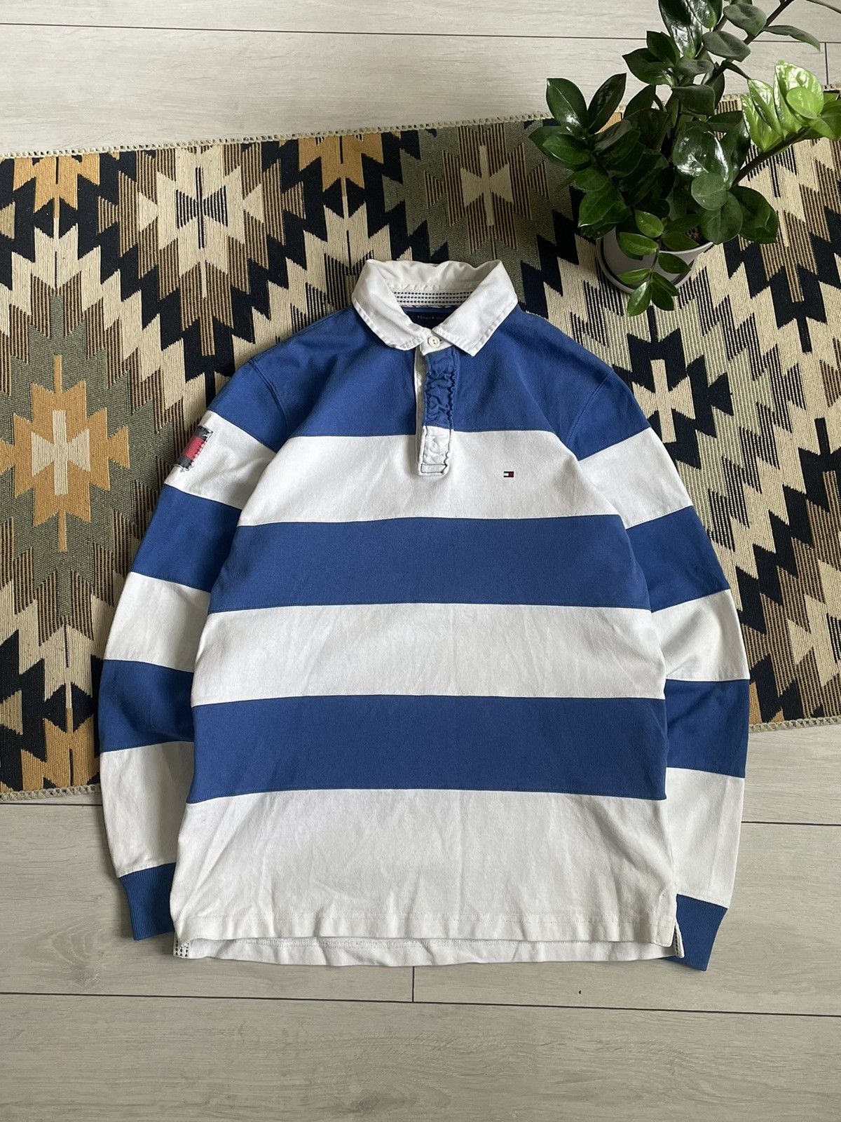 Tommy Hilfiger × Vintage Vintage Tommy Hilfiger #5 Striped Rugby Longsleve Size US L / EU 52-54 / 3 - 1 Thumbnail