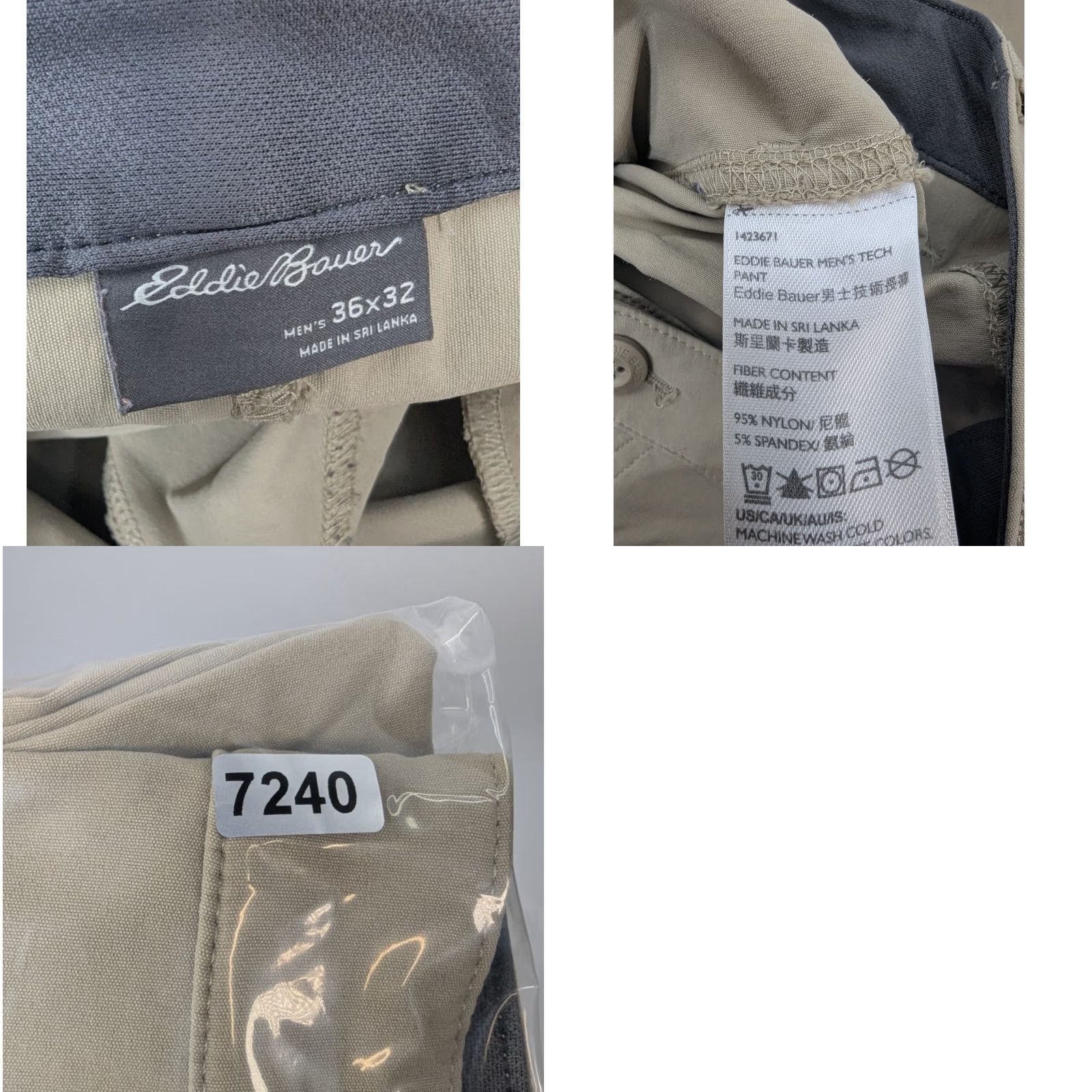 Eddie Bauer EDDIE BAUER Men’s Tech Pants Sz 36x32 Beige Nylon Stretch Outdoor Hiking Fishing Size US 36 / EU 52 - 9 Thumbnail