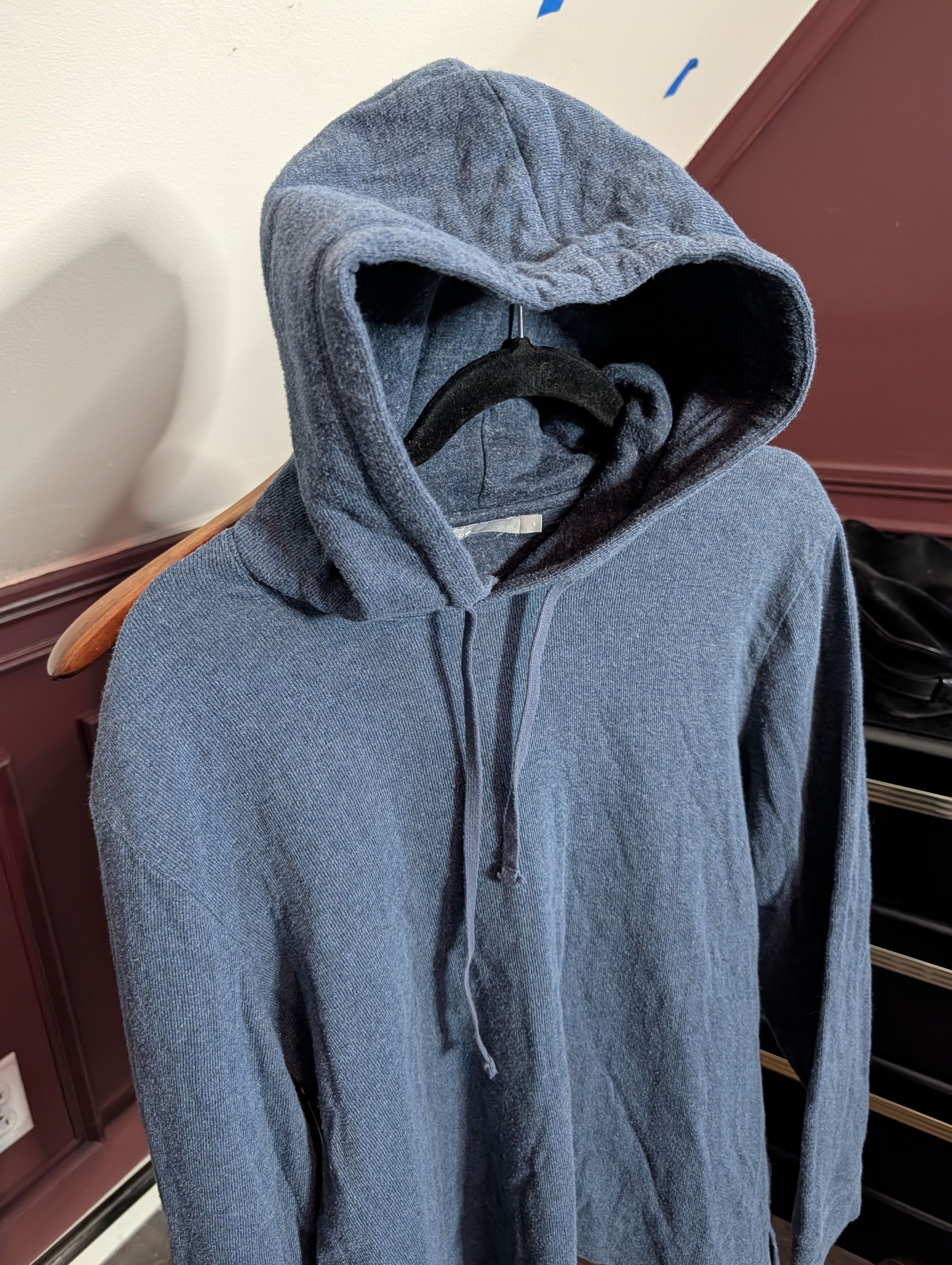 Vince Blue ribbed knit cotton hoodie SOFT w drawstrings Size US L / EU 52-54 / 3 - 2 Thumbnail