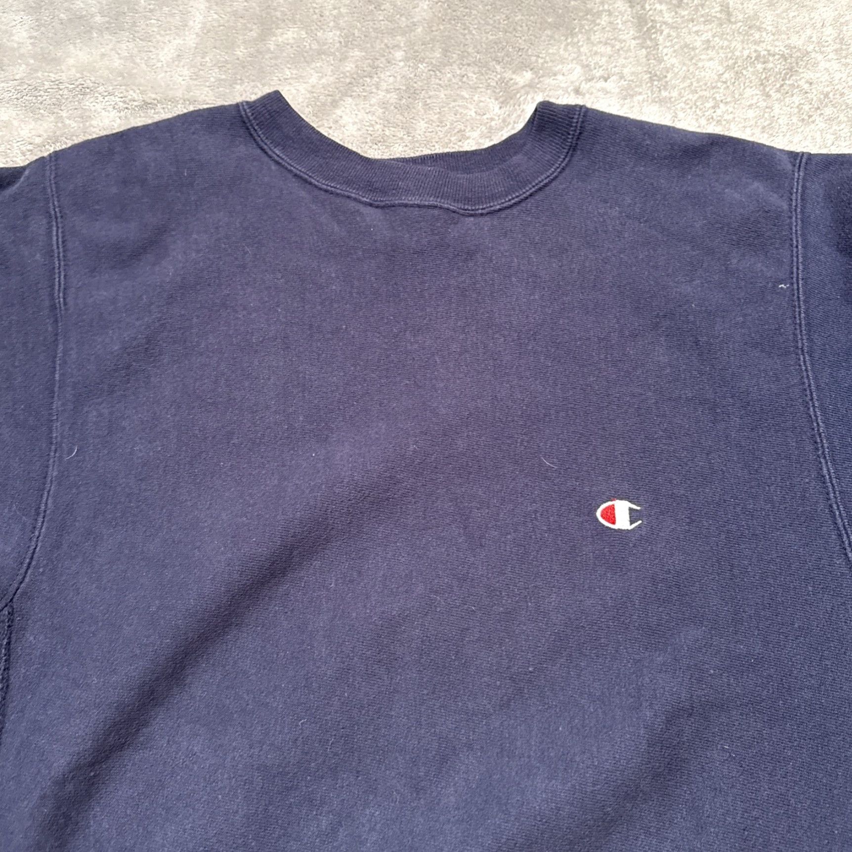 Champion VINTAGE Champion Sweatshirt Crewneck Mens Large Blue Reverse Weave 90s Made USA Logo Embroidered Heavyweight Pullover Regular Size US L / EU 52-54 / 3 - 2 Thumbnail