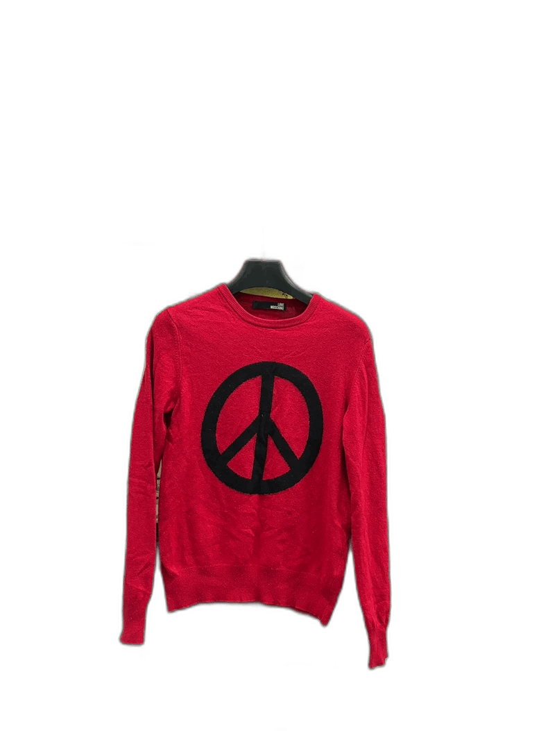 Moschino Moschino Red Wool Sweater with Peace Logo Size US S / EU 44-46 / 1 - 1 Thumbnail