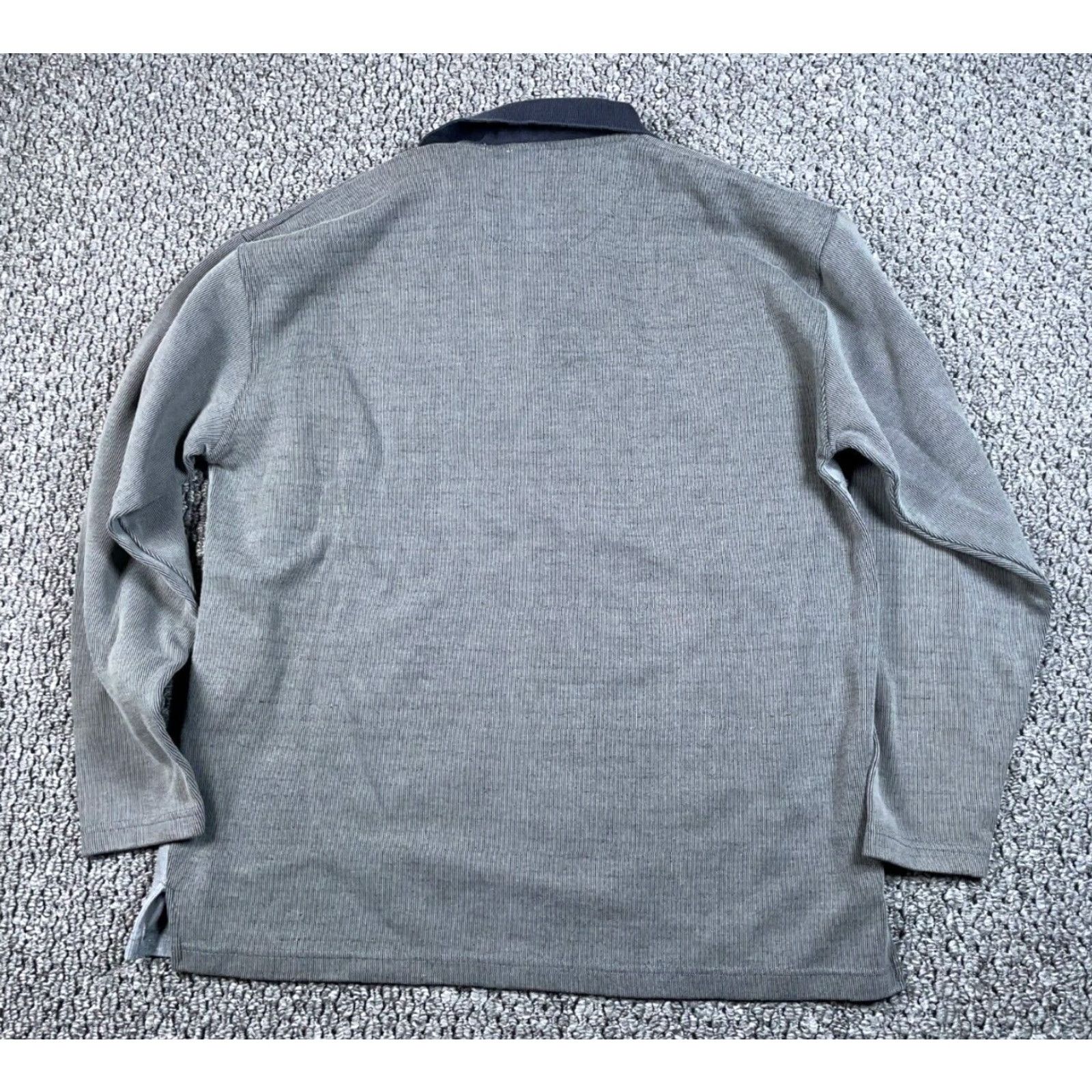 Vintage VTG Y2K 1/4 Zip Ribbed Sweater XL Gray Striped Preppy Oversized Men Size US XL / EU 56 / 4 - 2 Thumbnail