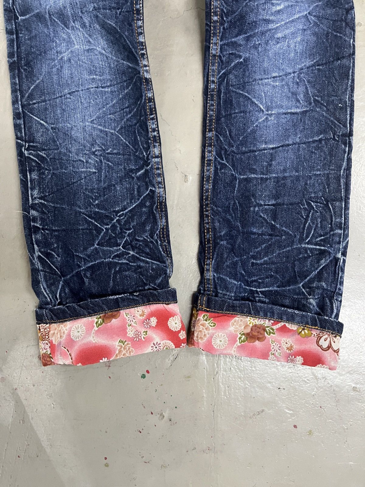 If Six Was Nine 2000s Nylaus Karakuri Double Waist Washed Denim Jeans Faded Size US 30 / EU 46 - 8 Thumbnail