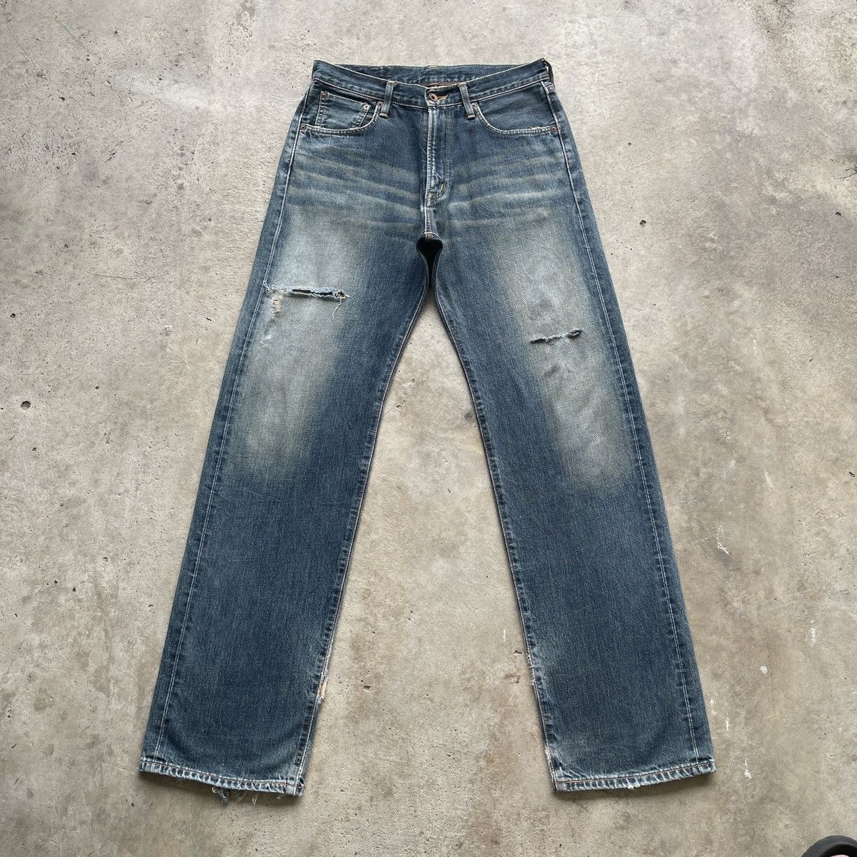 Edwin Vintage Edwin 505 Distressed Baggy Jeans RedLine Faded Pants Size US 31 - 1 Thumbnail