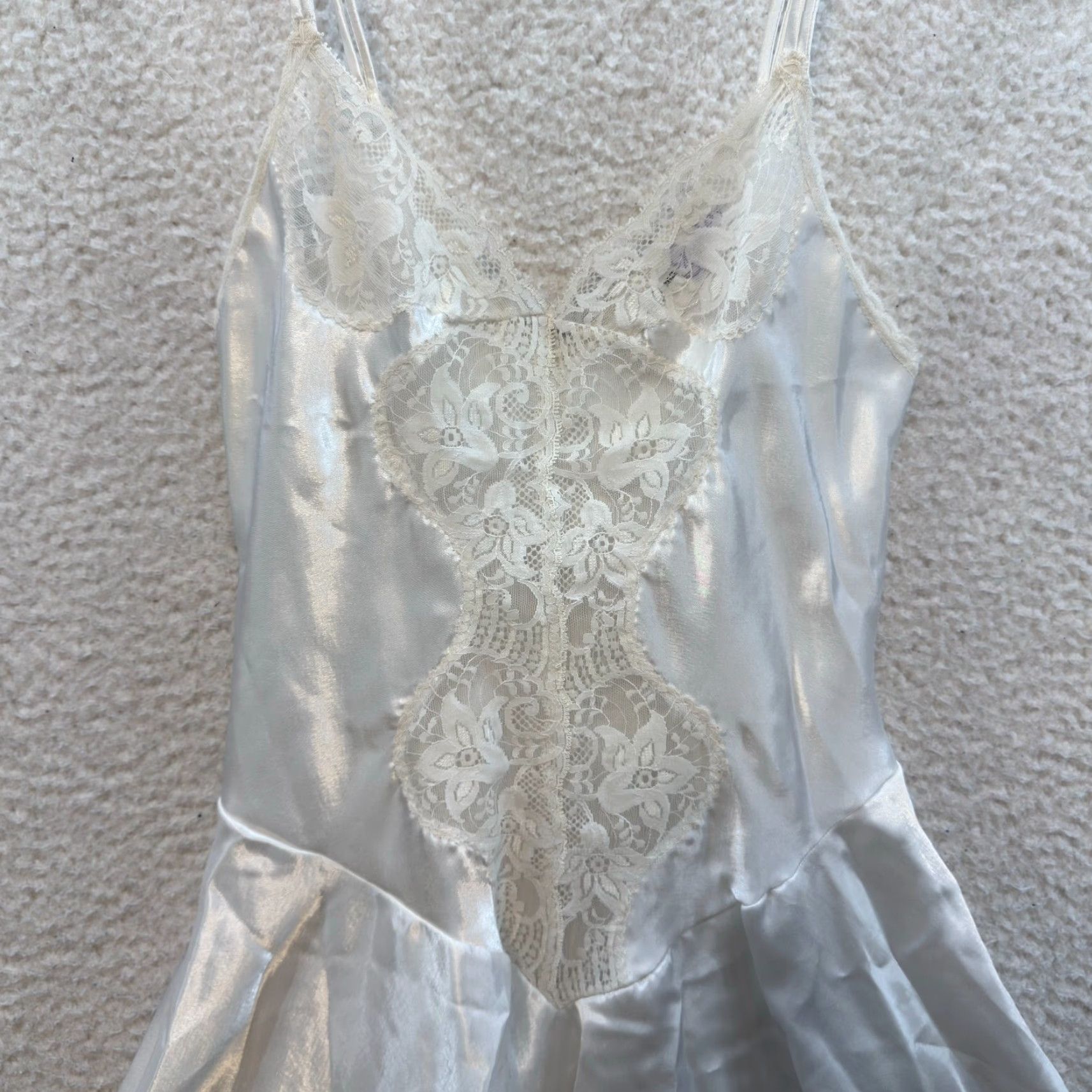 Vintage VINTAGE Cinema Etoile Slip Dress White Satin S Women's Small Ballerina Fairy Princess Coquette Victorian -Stain at Bottom- Size S / US 4 / IT 40 - 2 Thumbnail