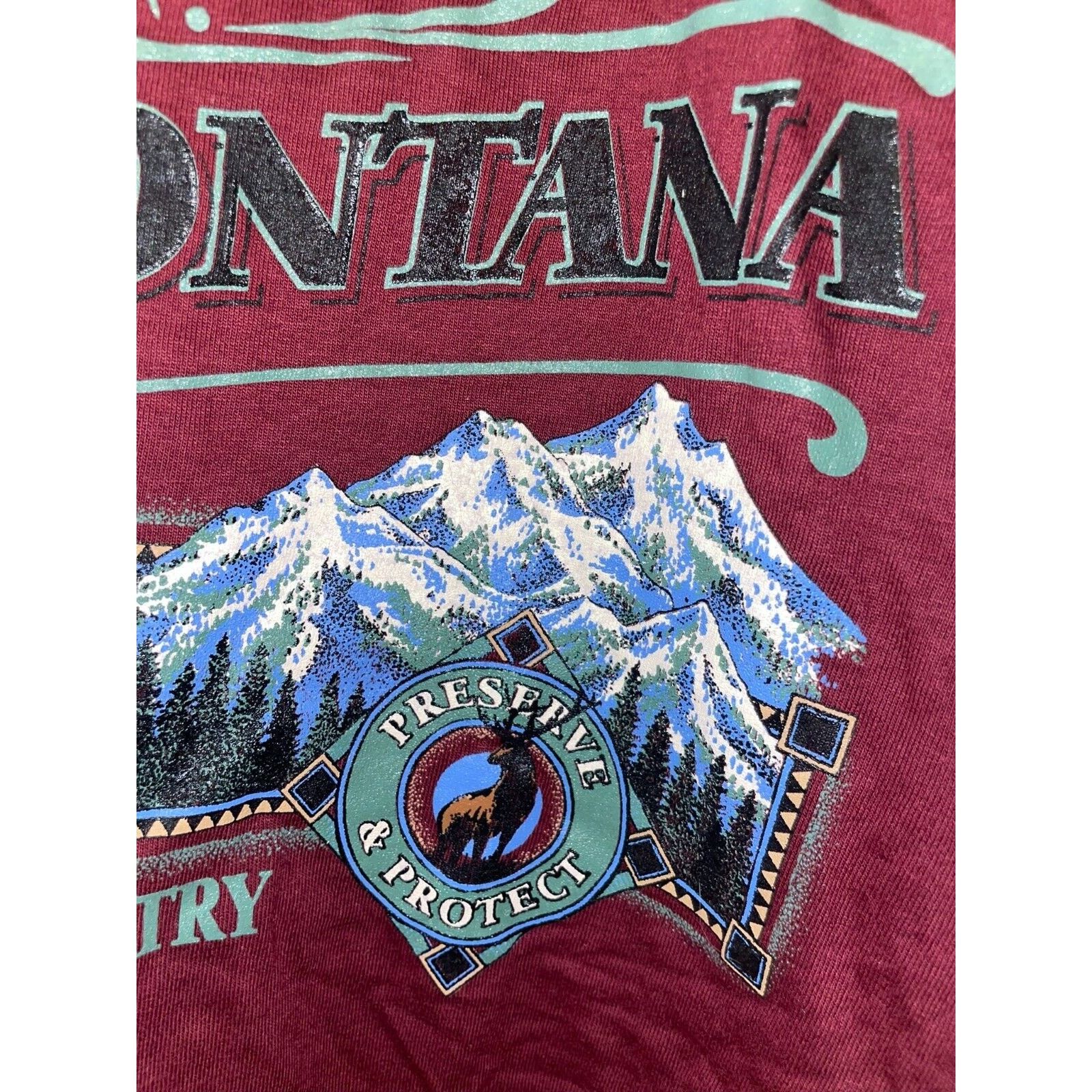Jerzees Vintage Montana Big Sky Country Shirt Tee Elk Deer VTG 90s L Size US L / EU 52-54 / 3 - 5 Thumbnail