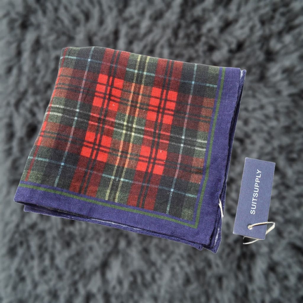 Suitsupply Suitsupply Pocket Check Red Handkerchief Men's ONE SIZE Linen Formal Red Check Handkerchief Linen Formal One Size Suitsupply Mens Size ONE SIZE - 1 Thumbnail
