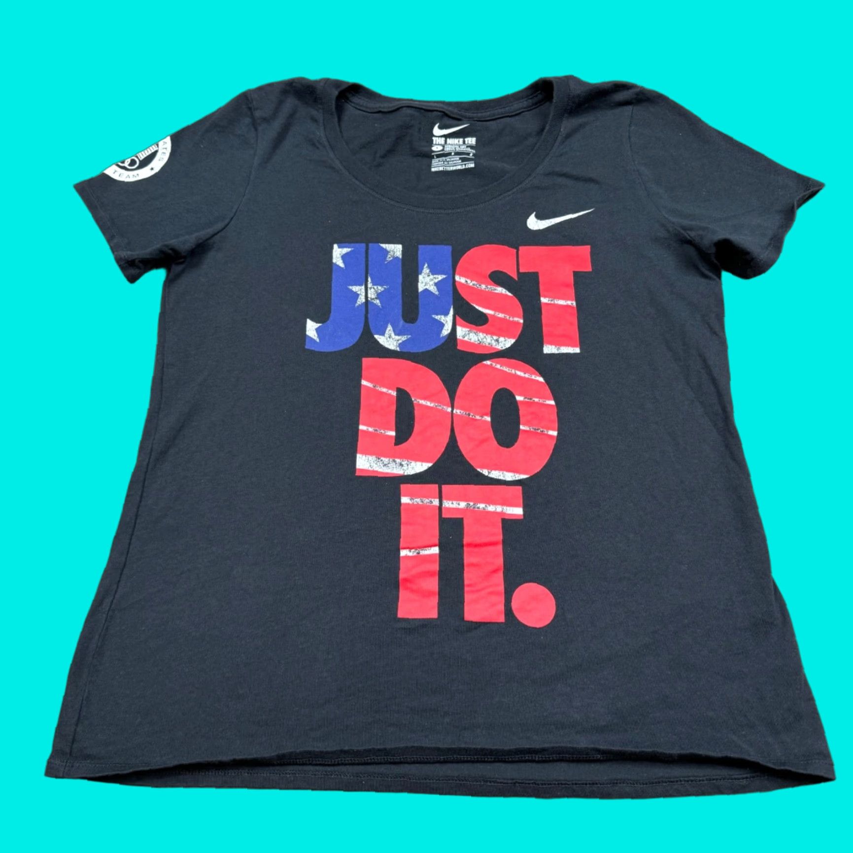 Nike Nike T Shirt Shirt Women L Black USA Stars Stripes Logo Nike Basketball Activewear Casual 90s/2000s? Size L / US 10 / IT 46 - 1 Thumbnail