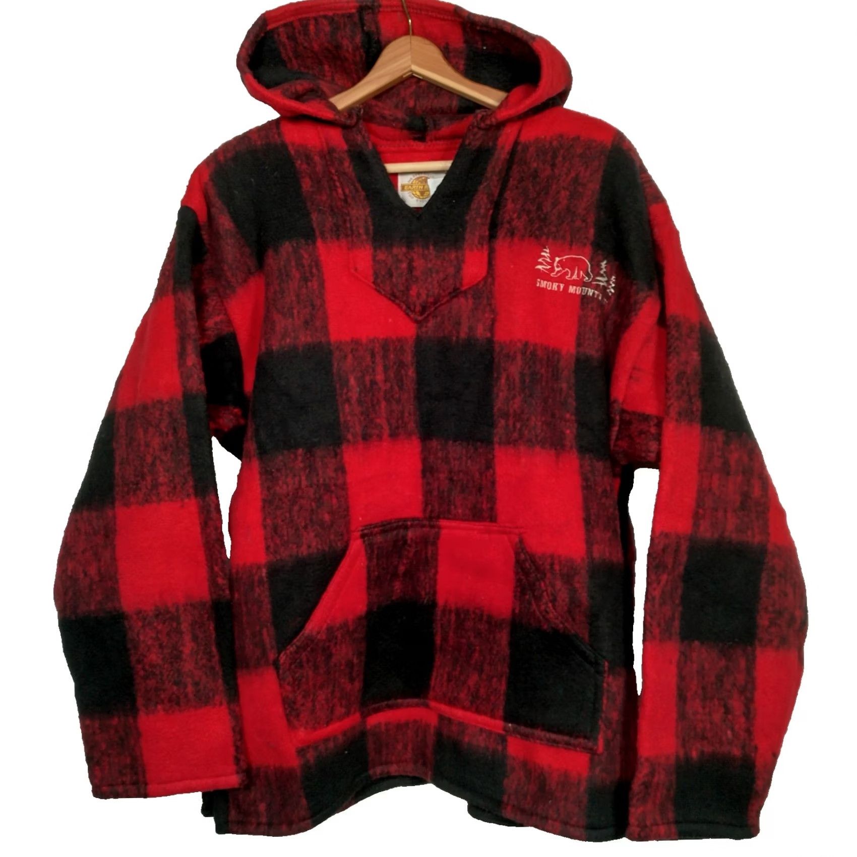 Vintage Earth Ragz Smoky Mountains Jacket M Buffalo Plaid Red Black Fleece Hoodie Womens Size M / US 6-8 / IT 42-44 - 2 Thumbnail