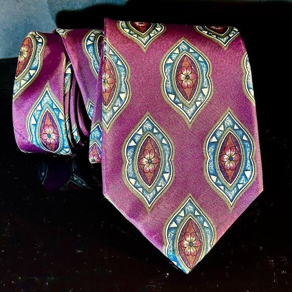 Dior Christian Dior Purple Silk Tie Medallion Floral Mid Century Size ONE SIZE - 1 Thumbnail