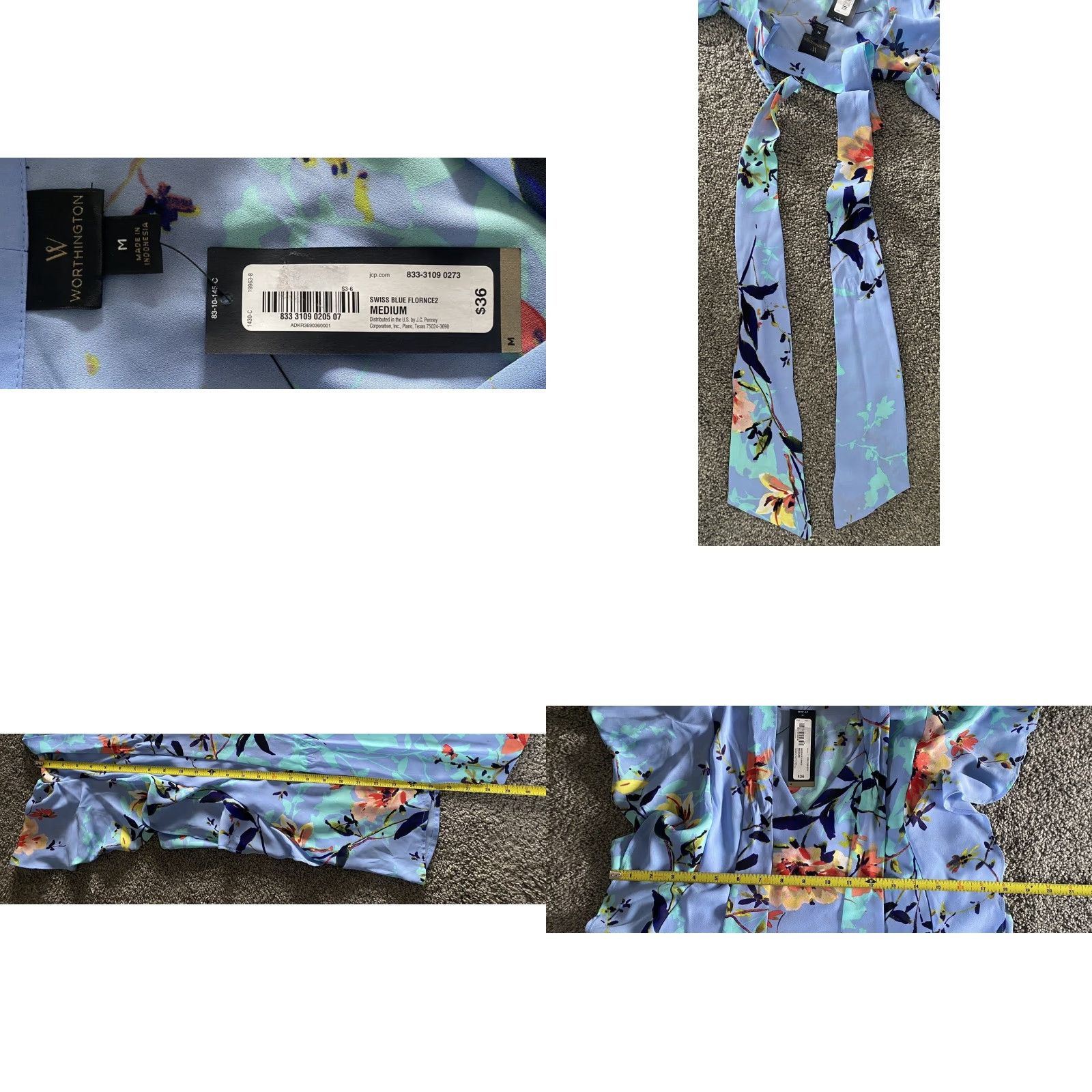 Worthington **Worthington Women’s Swiss Blue Floral Blouse Medium** User: Worthington Women’s Swiss Blue Floral Blouse Medium Size M / US 6-8 / IT 42-44 - 8 Thumbnail