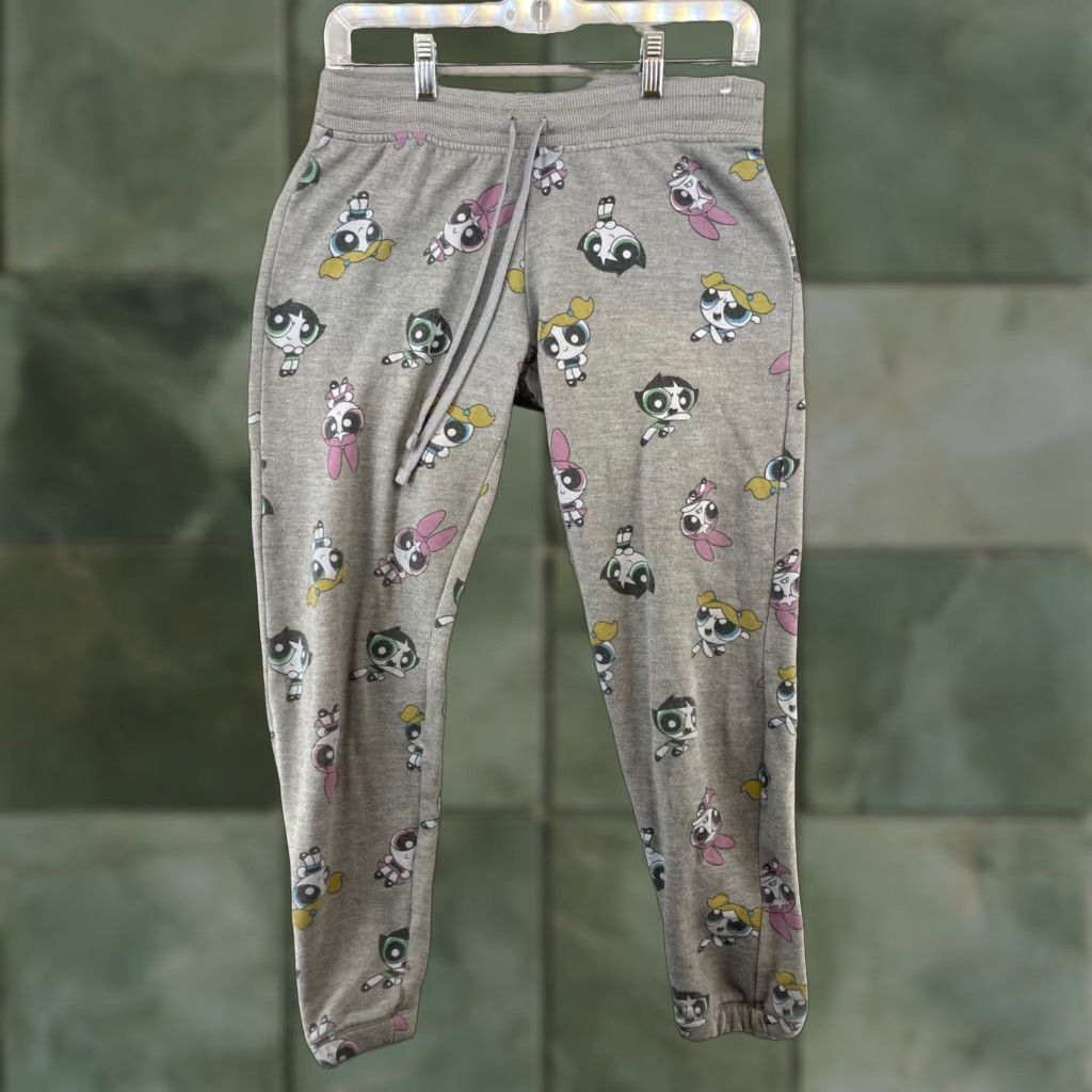 Vintage Powerpuff Girls Sweatpants Womens Small Gray Bubbles Buttercup Blossom Size 28" / US 6 / IT 42 - 1 Thumbnail