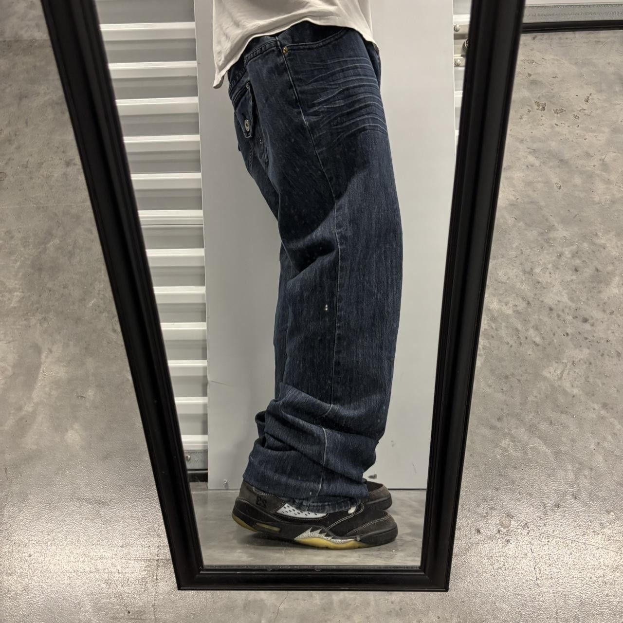 Japanese Brand × Vintage Crazy Vintage Y2K/2000s Baggy Grunge Dark Wash Skater Denim Jeans! Size US 42 / EU 58 - 2 Thumbnail