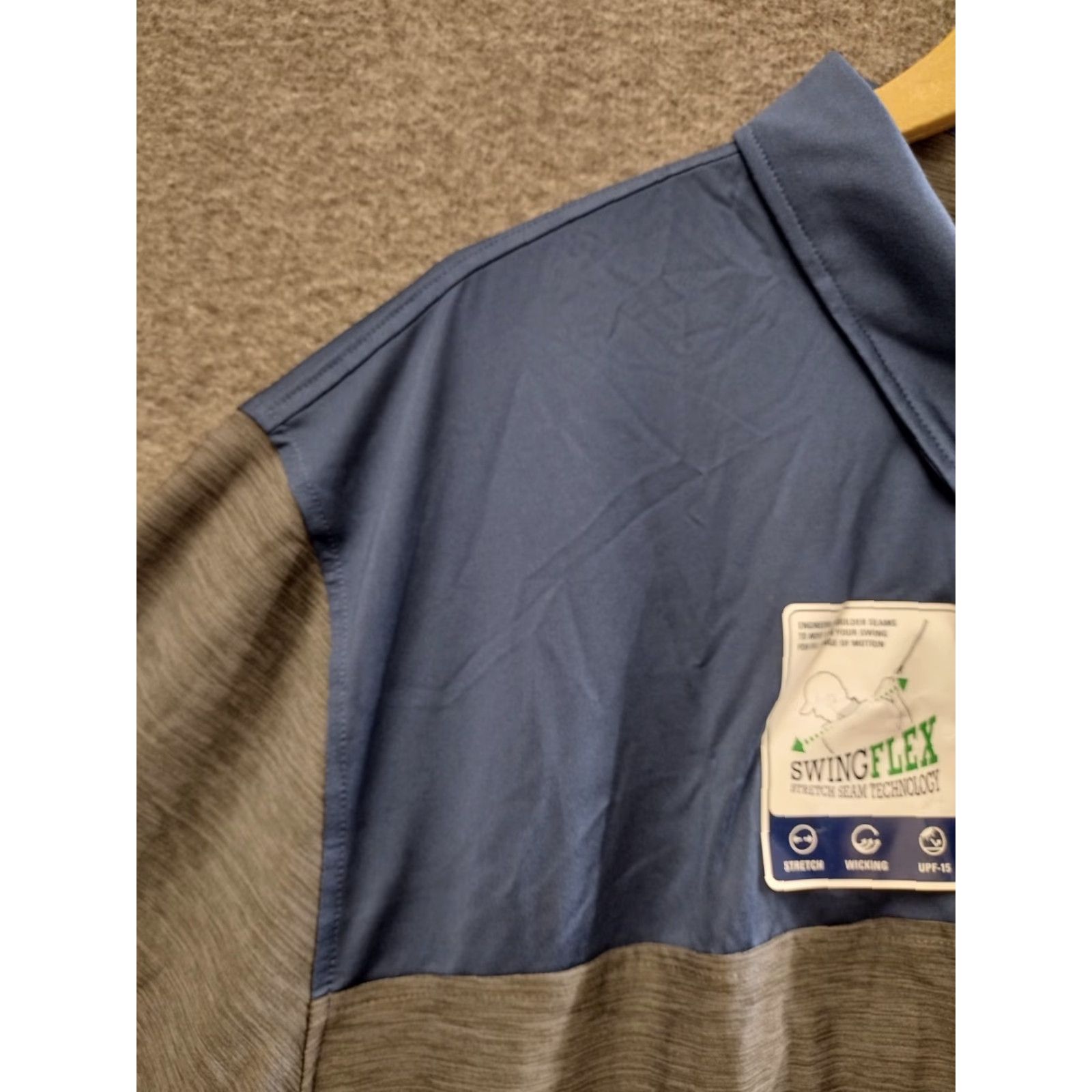 Izod IZOD GOLF Men Polo Shirt XXXL Short Sleeve Blue/Gray SwingFlex Stretch Tech Cool FX Size US XXL / EU 58 / 5 - 6 Thumbnail