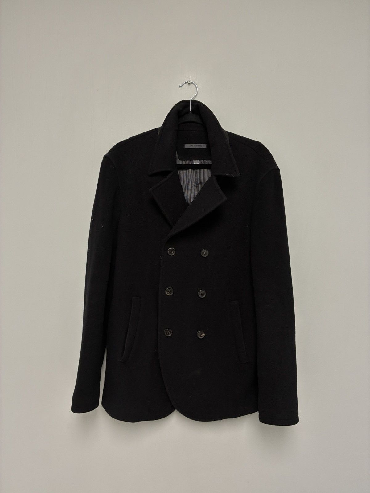John Varvatos Black leather collar peacoat jacket EU 50 USA 40 Size US M / EU 48-50 / 2 - 7 Thumbnail