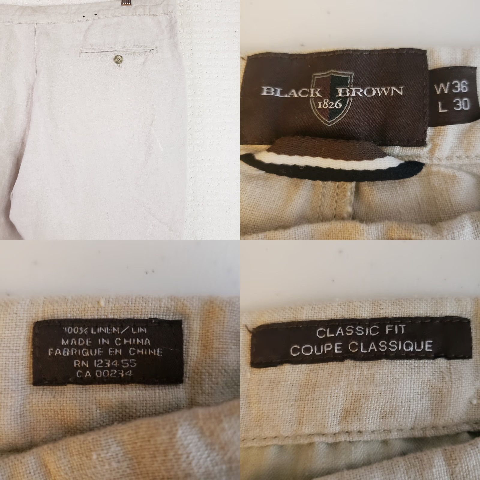 Vintage Black Brown 1826 Pants Beige Linen 36x30 Mens Relaxed Straight Pockets Drawstring Beach Casual 100% Linen Size US 36 / EU 52 - 9 Thumbnail