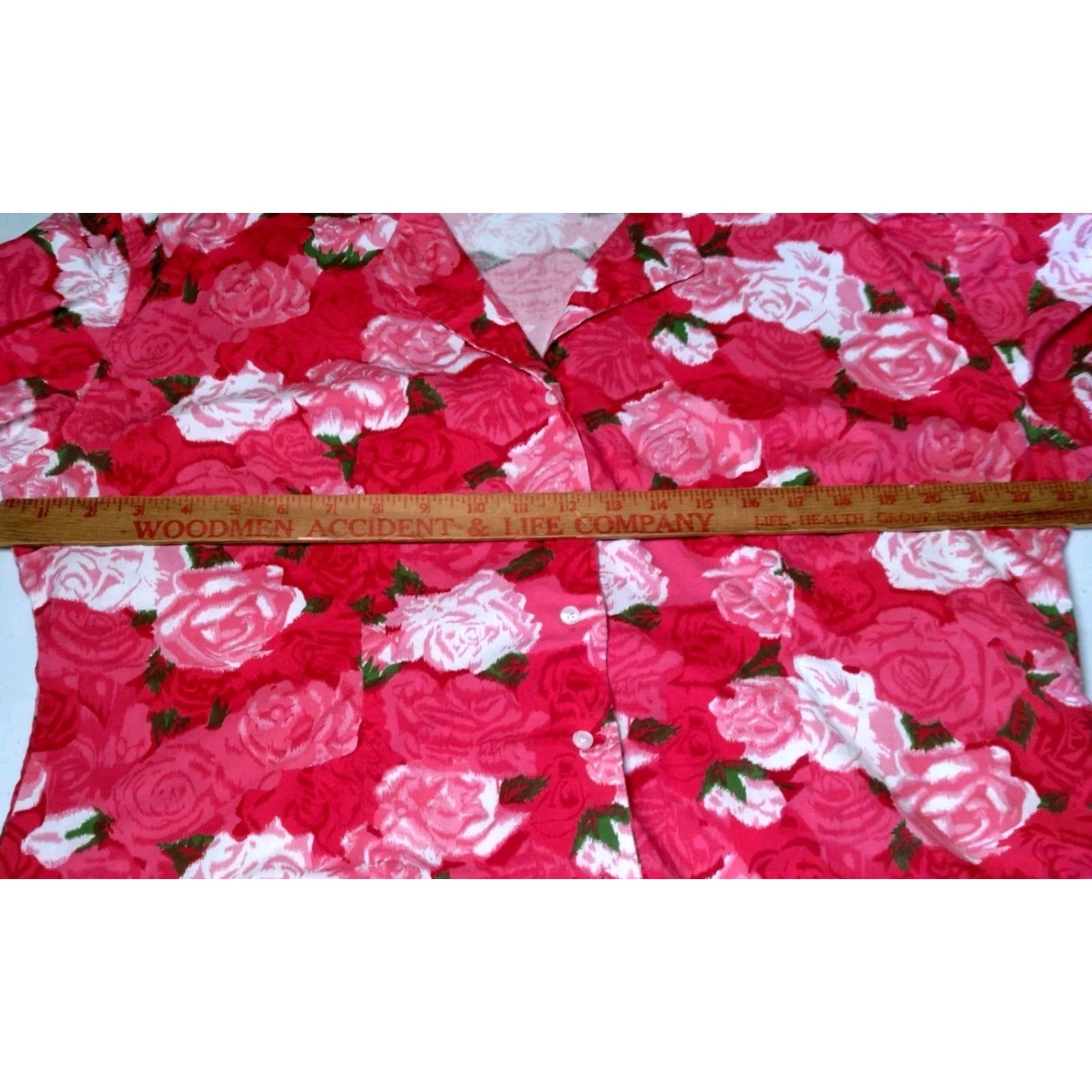Vintage PINE CONE HILL FINE LINENS Floral Blouse XL Pink Red Roses Long Sleeve Button Front Ruffled Cuff Womens Size XL / US 12-14 / IT 48-50 - 7 Thumbnail