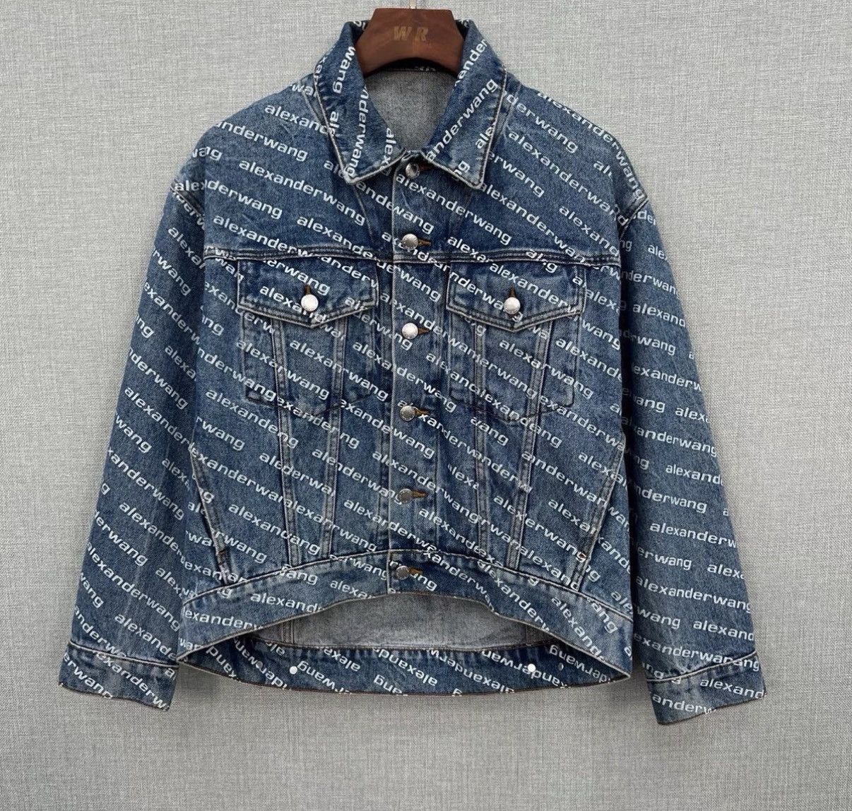 Alexander Wang Alexander Wang Blue All-Over Logo Washed Denim Jacket Size US S / EU 44-46 / 1 - 1 Thumbnail