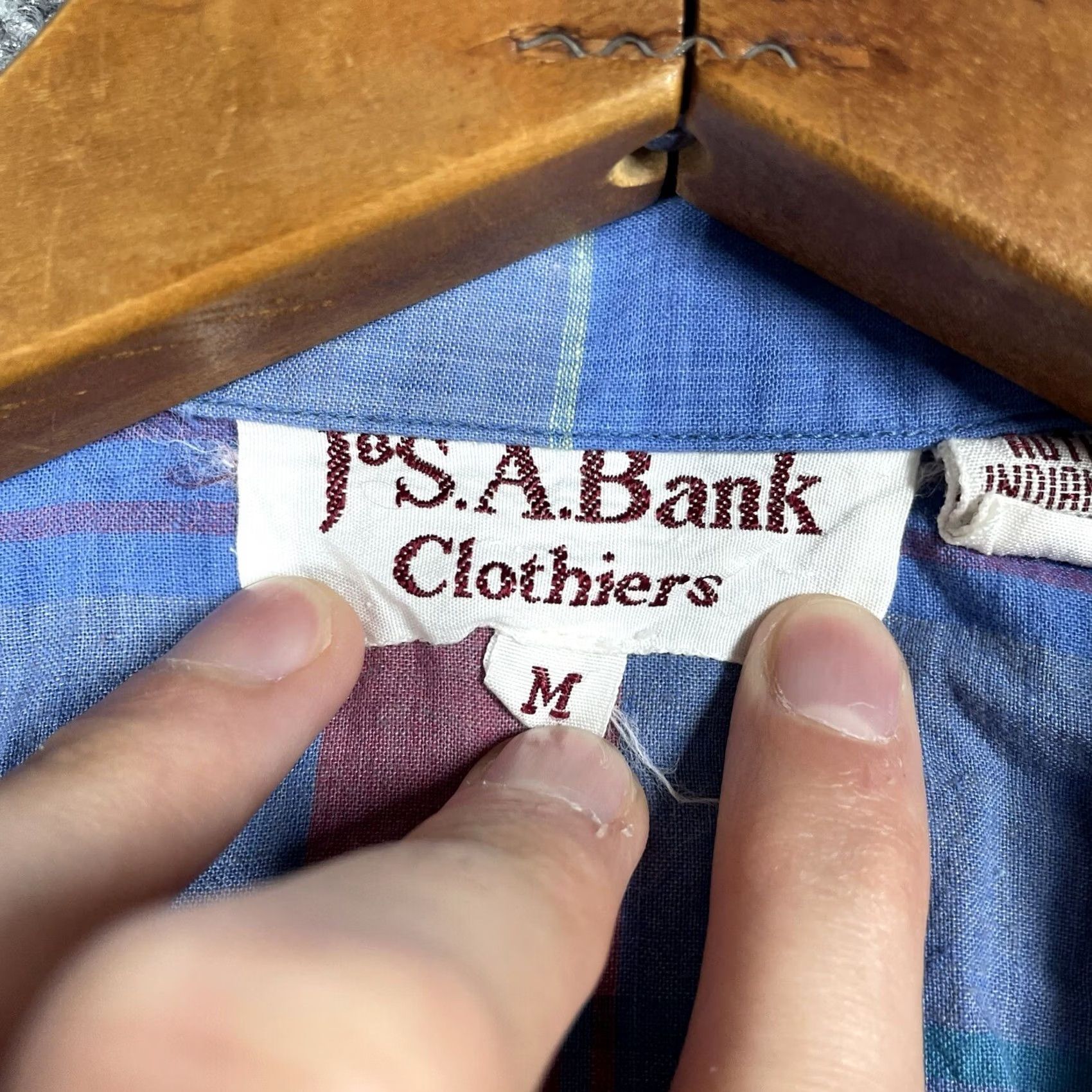 Jos. A. Bank VINTAGE Jos. A Bank Shirt Men Size Medium Loop Collar Plaid 60s 70s India Size US M / EU 48-50 / 2 - 6 Thumbnail