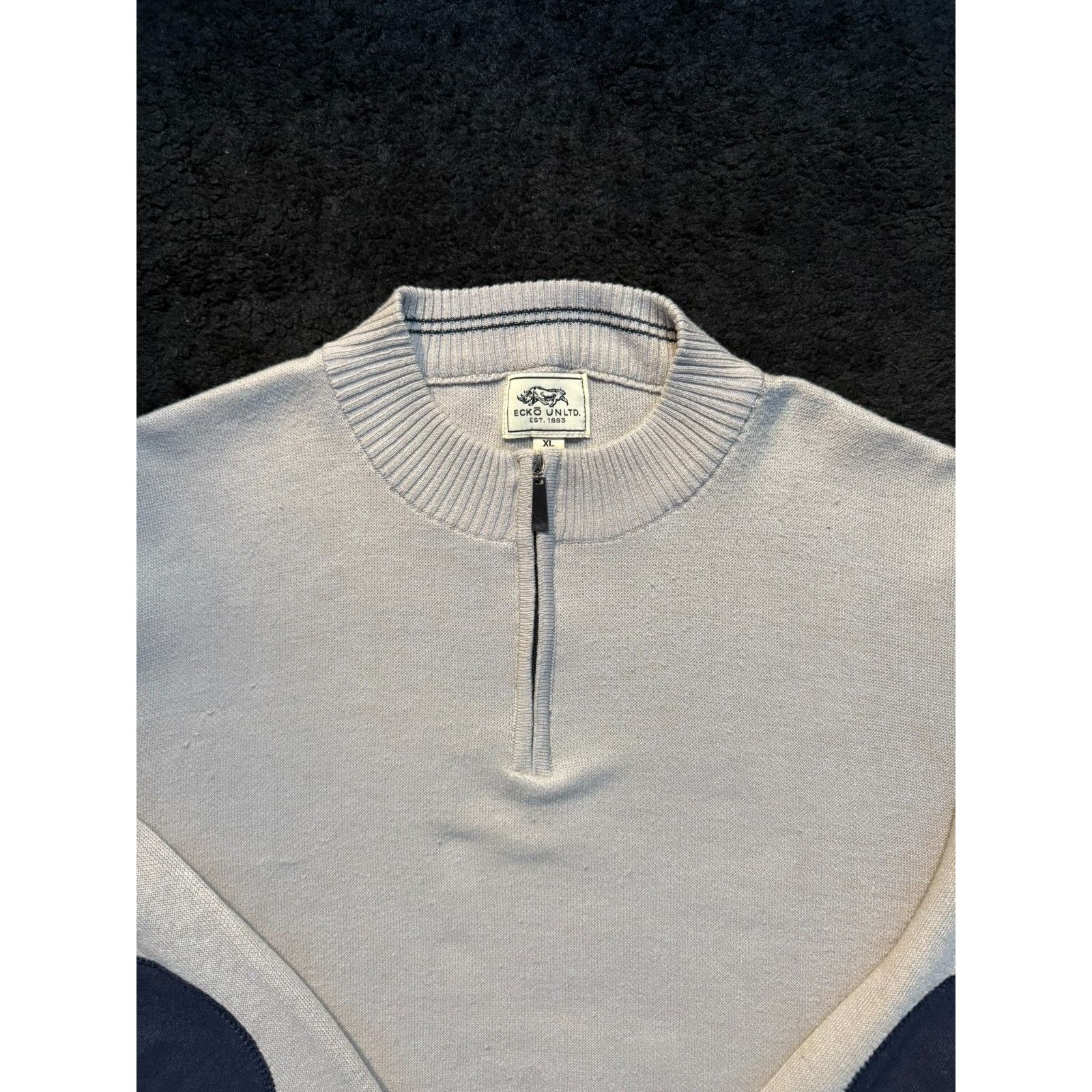 Ecko Unltd. Ecko Unltd Sweater XL Elbow Patch Quarter Zip Pullover Grey Size US XL / EU 56 / 4 - 3 Thumbnail