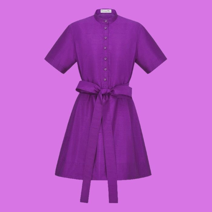 image of Dior O1Bcso1Str0524 Belted Dress In Purple, Women's (Size Medium)