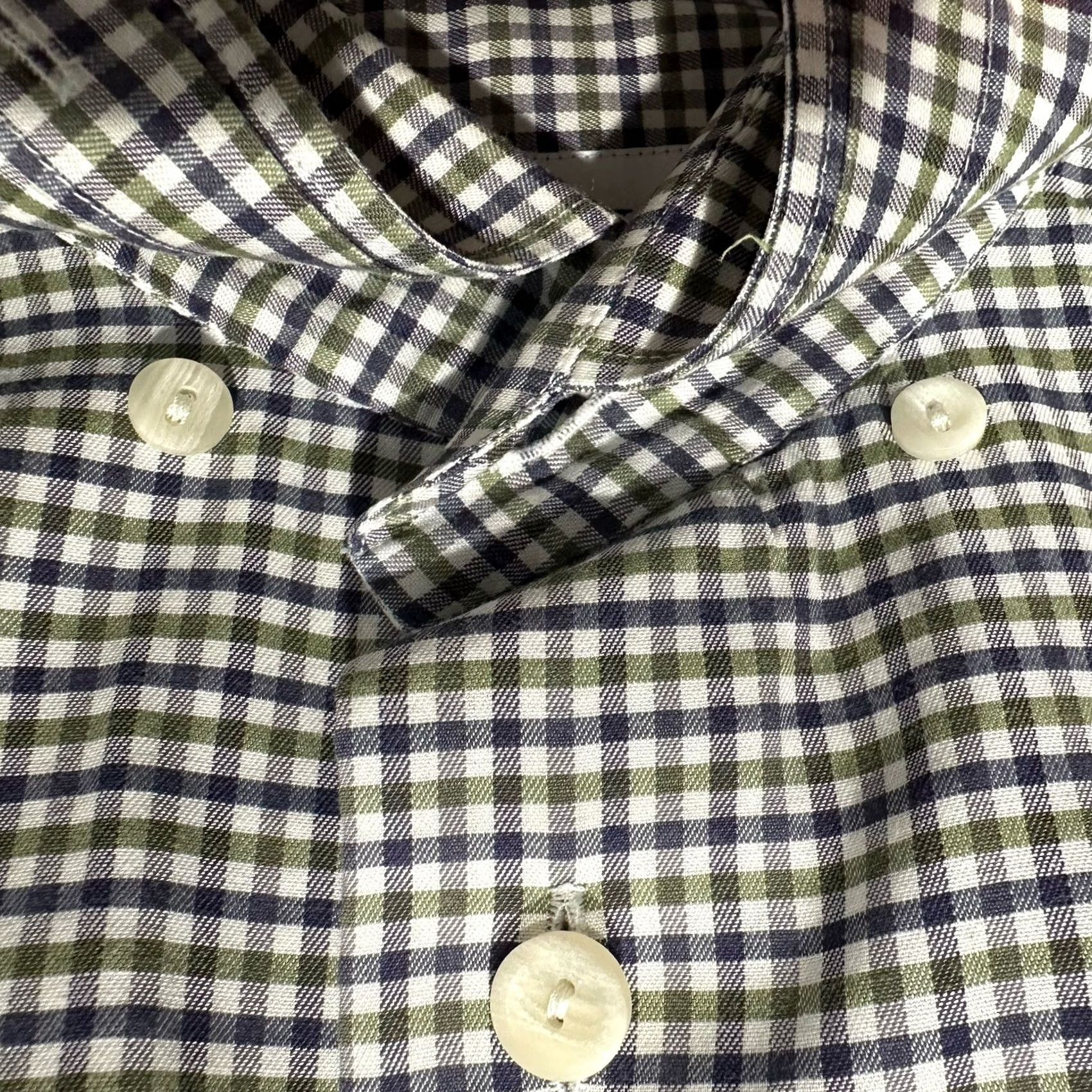 Eton Eton Shirt Mens L White/Blue/Green Gingham Plaid Long Sleeve Contemporary Size US L / EU 52-54 / 3 - 5 Thumbnail