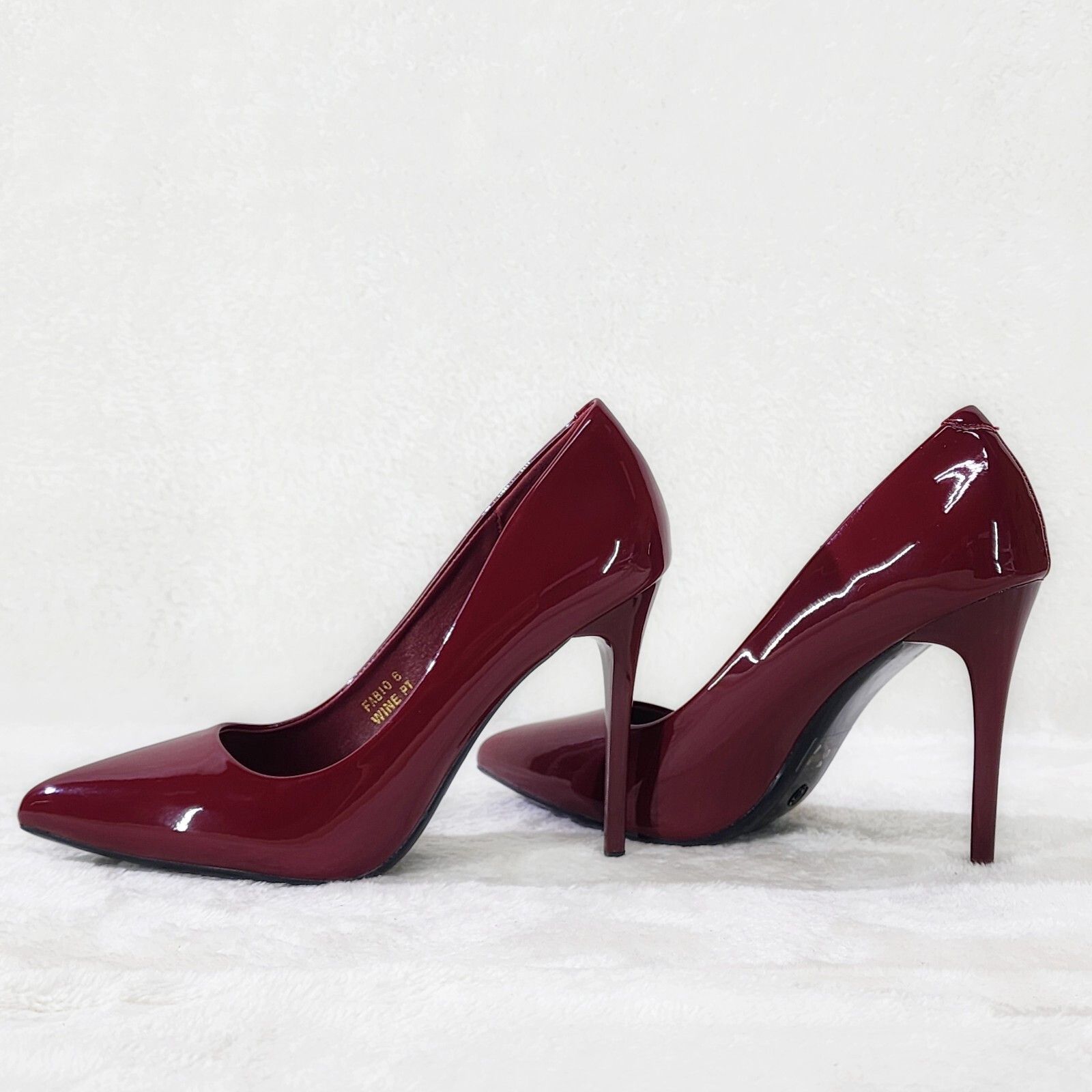 Other Fabio Glossy Wine Burgundy Patent High Heel Shoes Pointy Toe Size US 9 / IT 39 - 2 Thumbnail
