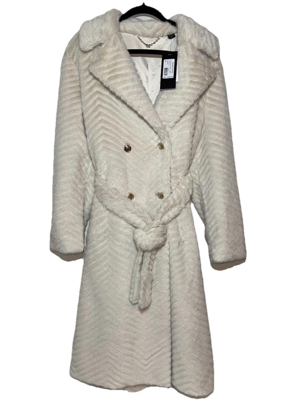 Georges Marciano $650 MARCIANO CLAIRE LONG FAUX FUR WOMENS COAT MEDIUM IVORY Size M / US 6-8 / IT 42-44 - 1 Thumbnail