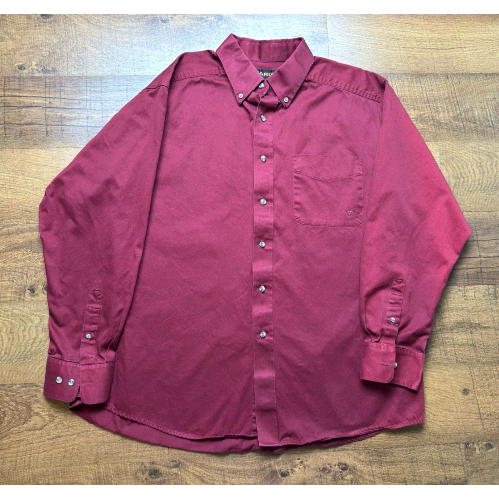 Ariat Ariat Long Sleeve Button Down Shirt Mens XL Red Cotton Faded Western Size US XL / EU 56 / 4 - 2 Thumbnail
