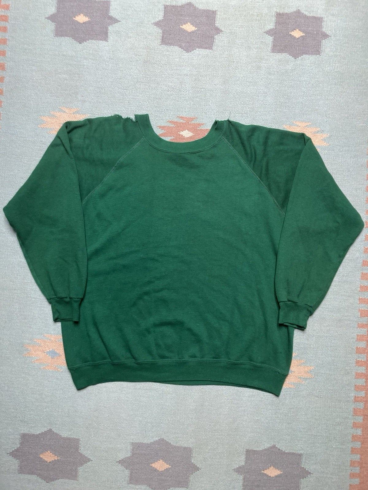 Vintage 70s crewneck sweatshirt forest green blank distressed XXL Size US XXL / EU 58 / 5 - 6 Thumbnail