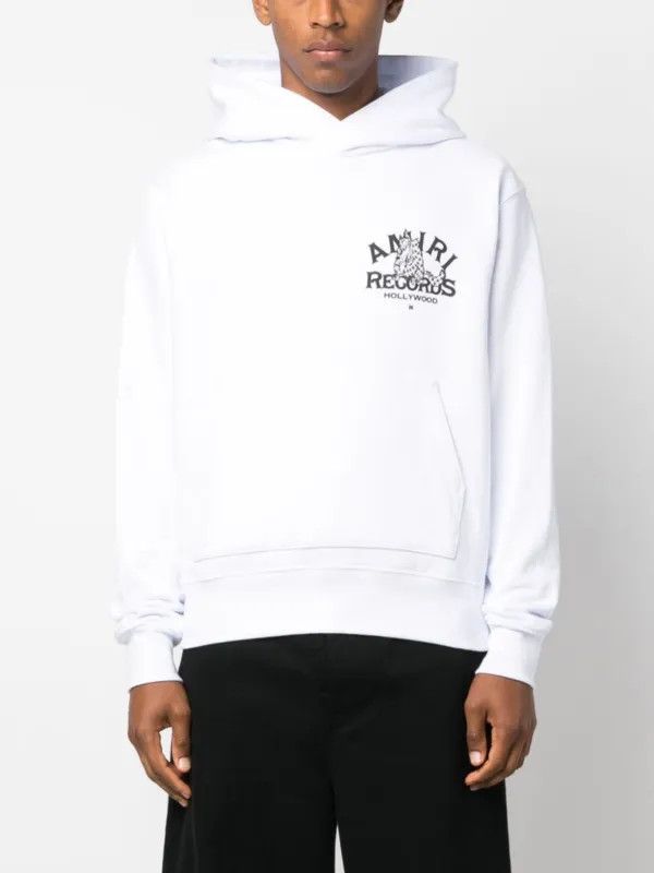 Amiri o1gr1nt0325 Records Wolf Hoodie in White Size US XXL / EU 58 / 5 - 3 Thumbnail