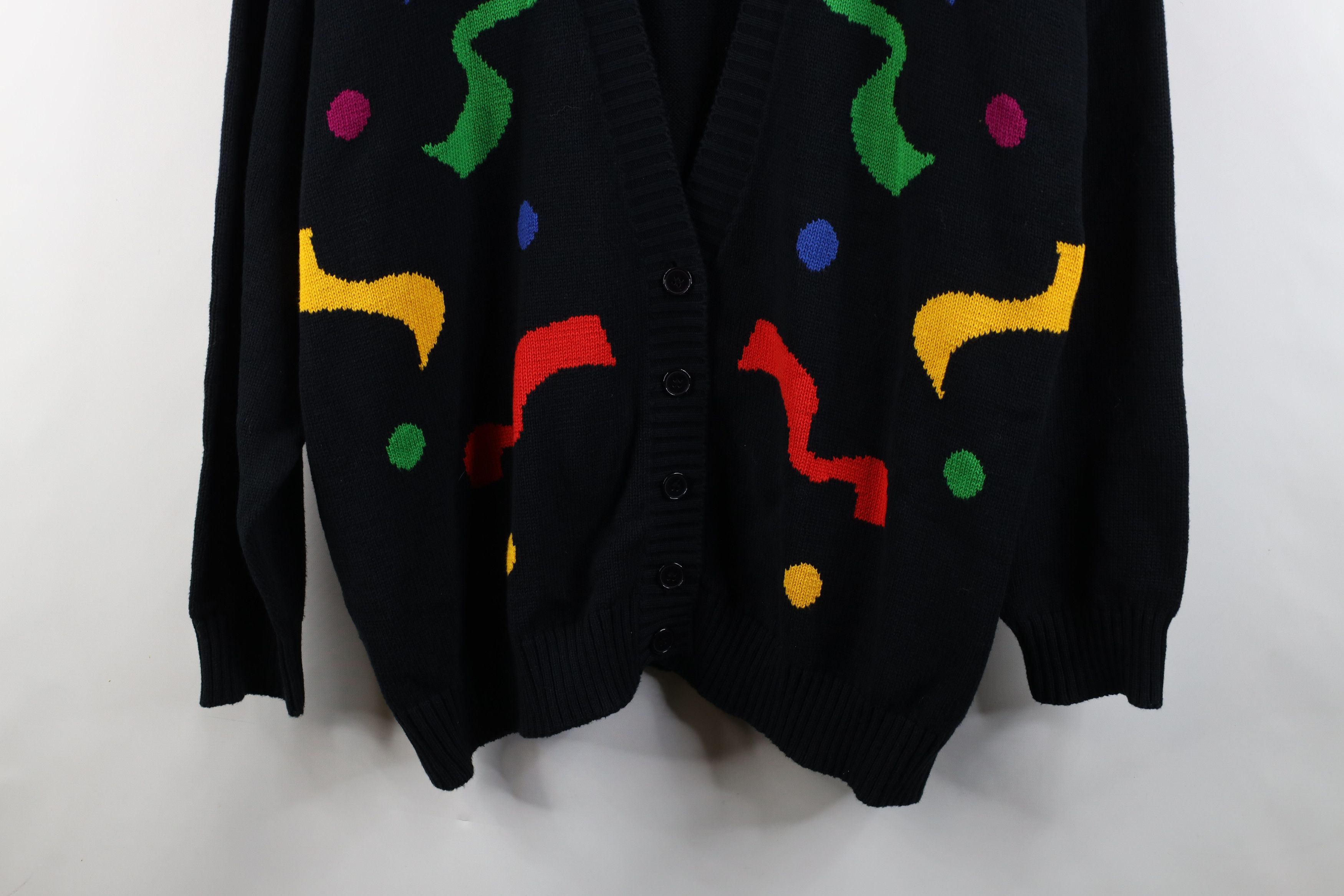 Vintage Vintage 90s Streetwear Geometric Knit Cardigan Sweater Size 3XL / US 20-22 - 3 Thumbnail