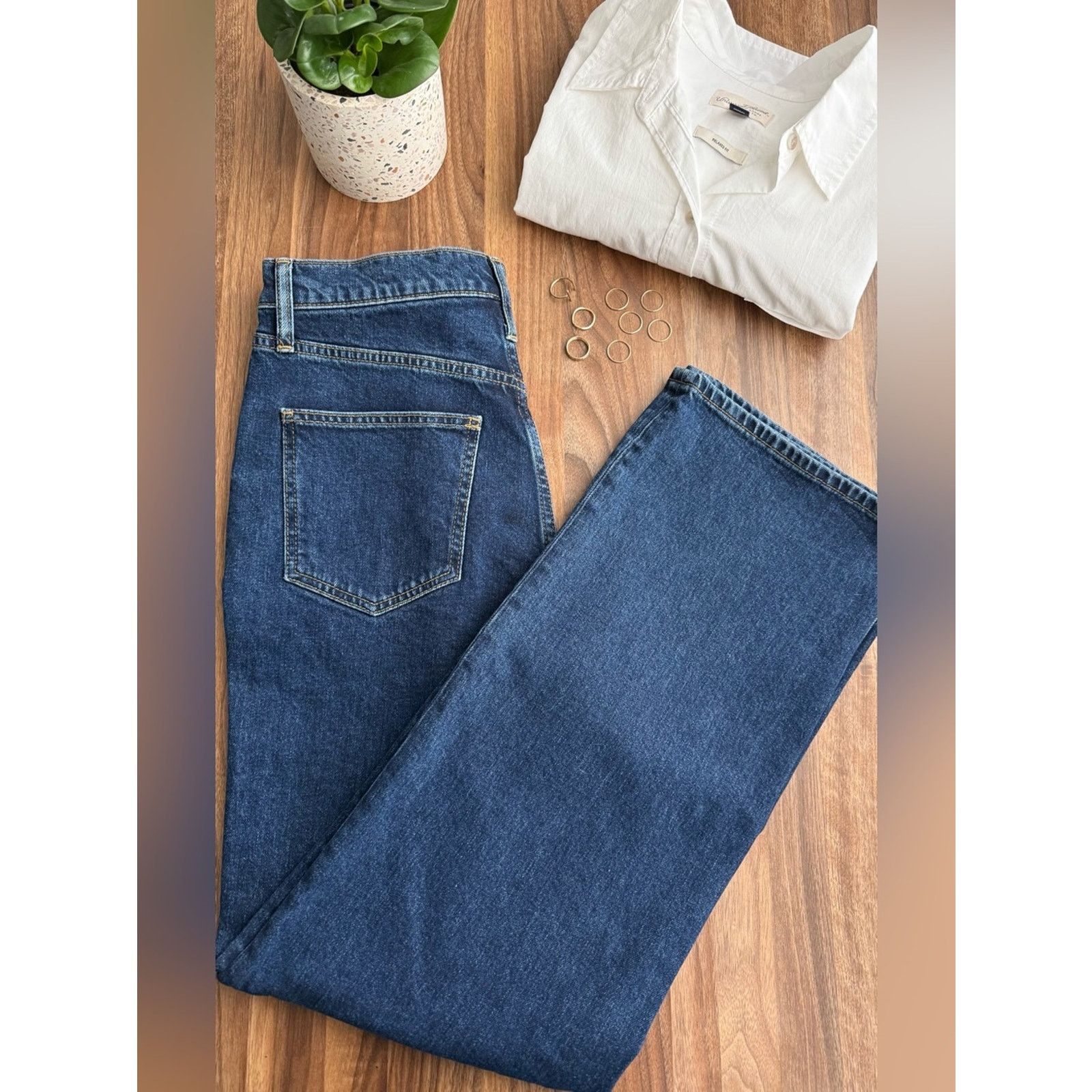 Boden Boden High Rise Wide Straight Leg Dark Wash Jeans Size 28" / US 6 / IT 42 - 2 Thumbnail