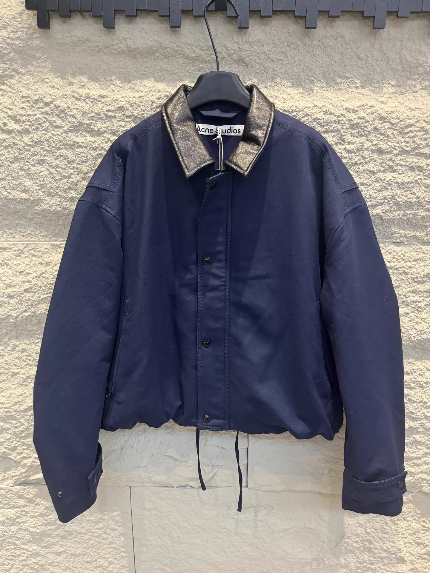 Acne Studios Acne Studios 25FW Navy Leather Collar Work Jkt 50 Size US M / EU 48-50 / 2 - 1 Thumbnail