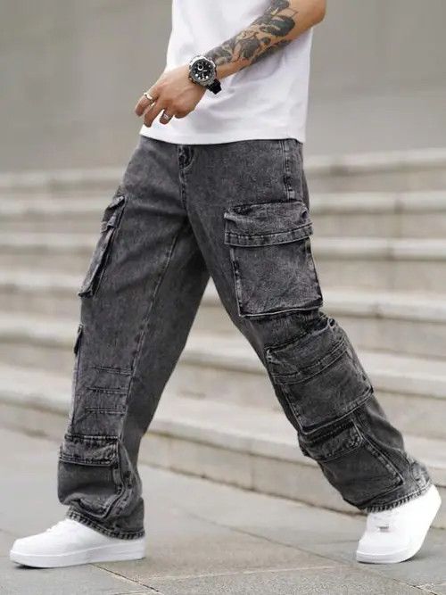 Jean × Vintage CARGO washed DRIP jeans Drill Size US 30 / EU 46 - 2 Thumbnail