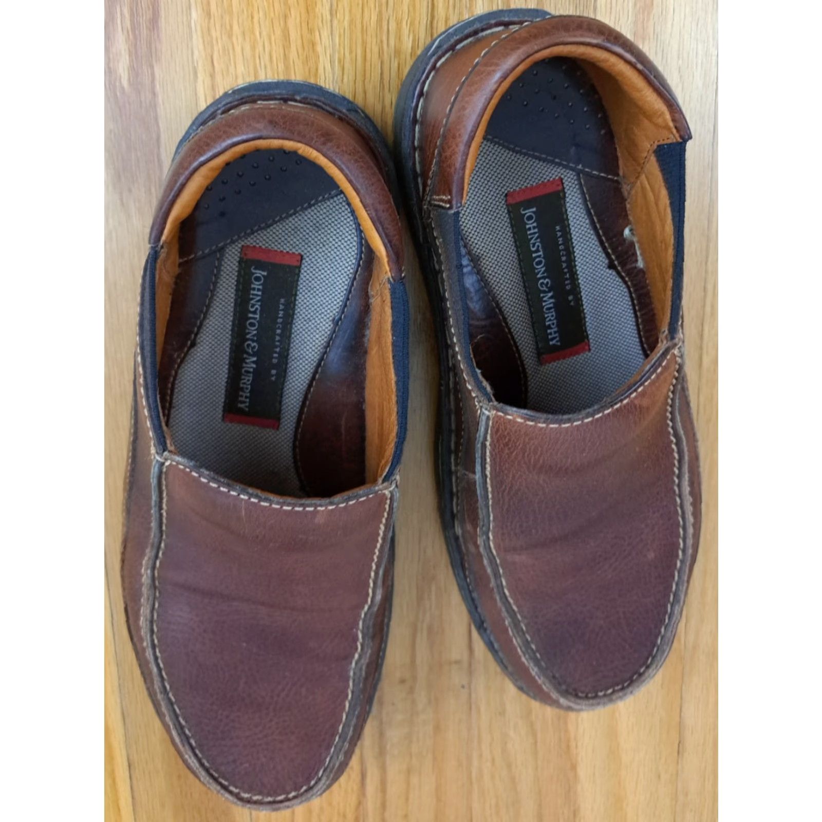 Johnston & Murphy VINTAGE Johnston & Murphy Brown Leather Stitched Uppers Slip-On sz 10.5 M US Dress Oxford Men Leather Upper Brown US Shoe Size 10.5 Mens Shoes Size US 10 / EU 43 - 5 Thumbnail