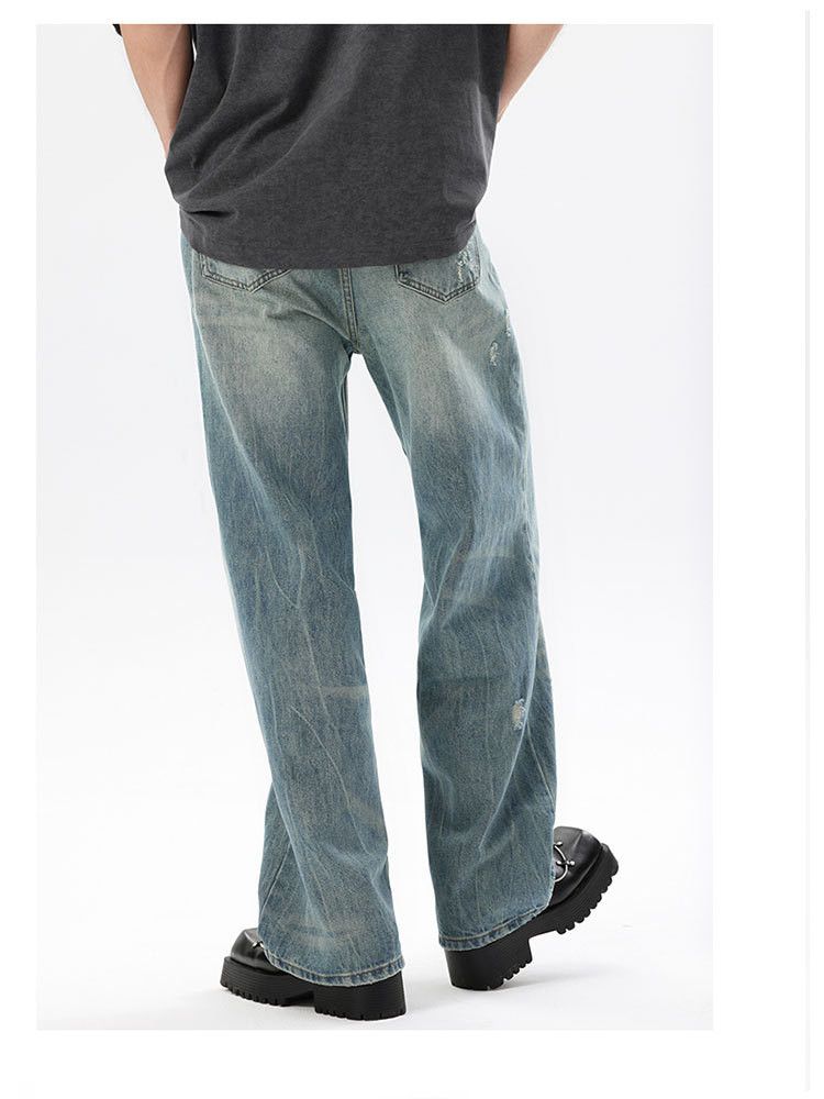 Jean Men's American retro washed distressed jeans Size US 32 / EU 48 - 5 Thumbnail