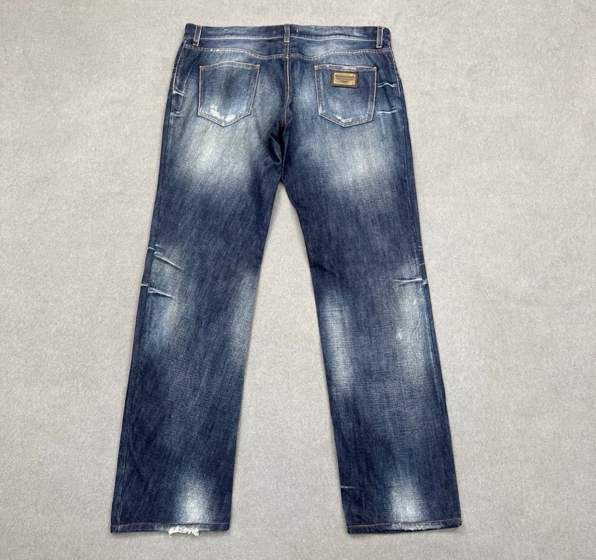 Dolce & Gabbana Dolce & Gabbana Blue Distressed Patchwork Logo Denim Jeans Size US 38 / EU 54 - 2 Thumbnail