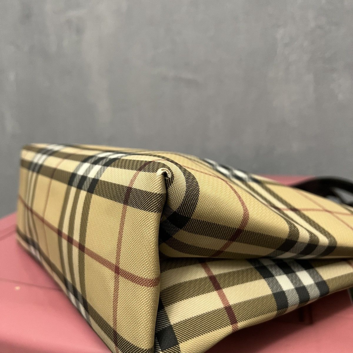 Burberry London Beige Nova Check Tote Double Handles Bag