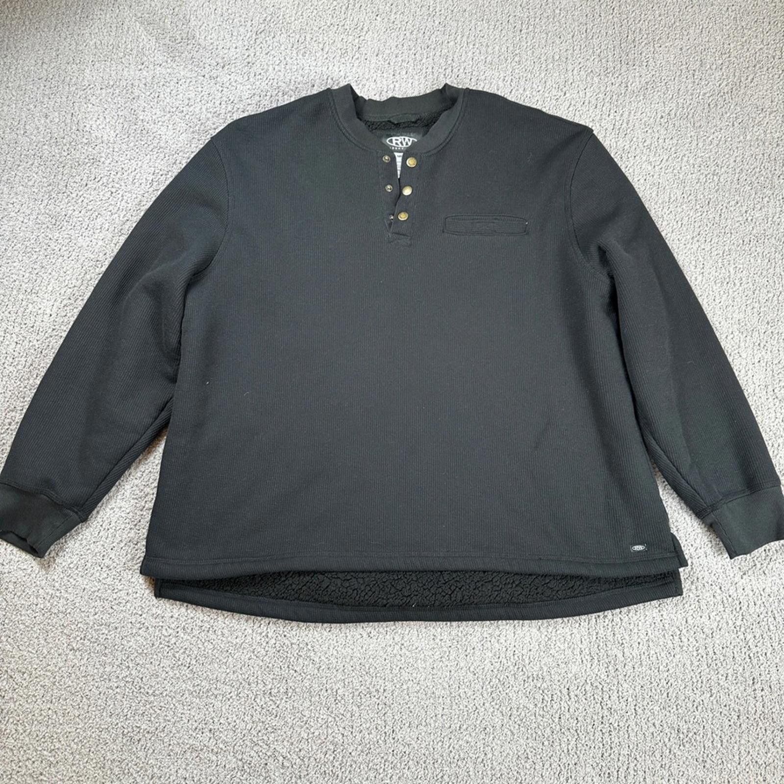 Other RW Rugged Wear Mens Thermal Henley Pullover Sherpa Black XXL Size US XXL / EU 58 / 5 - 1 Thumbnail