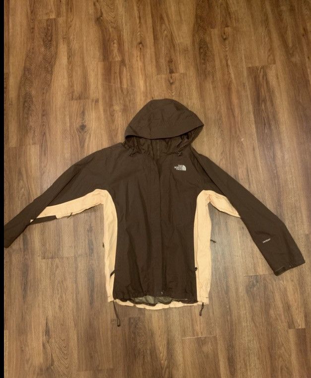 The North Face Hyvent Brown/Tan/Cream rain jacket