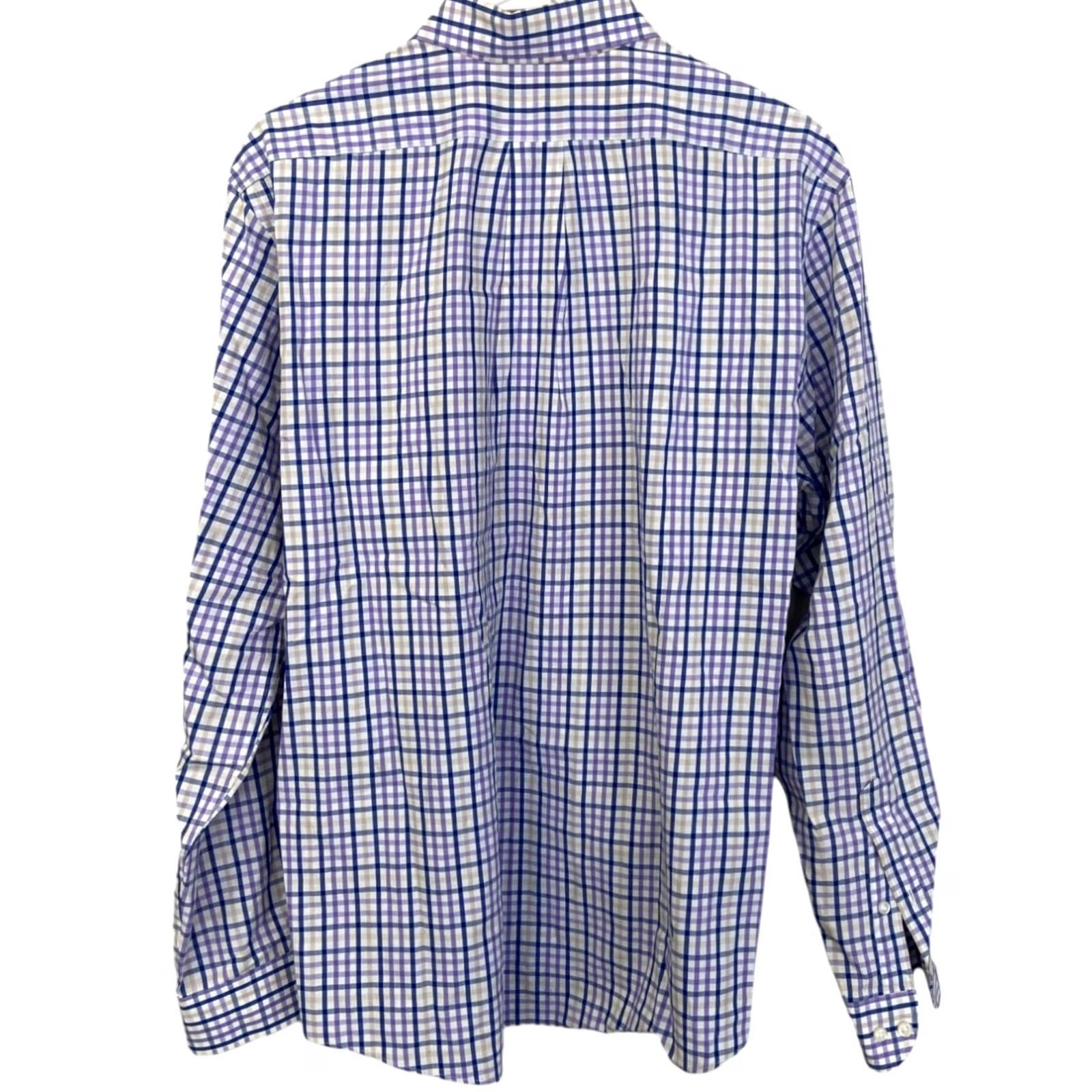 Izod Izod Mens Dress Shirt - Purple Plaid - Slim Fit - Blue - 16.5 - Button Down - Machine Washable Size 46R - 3 Thumbnail