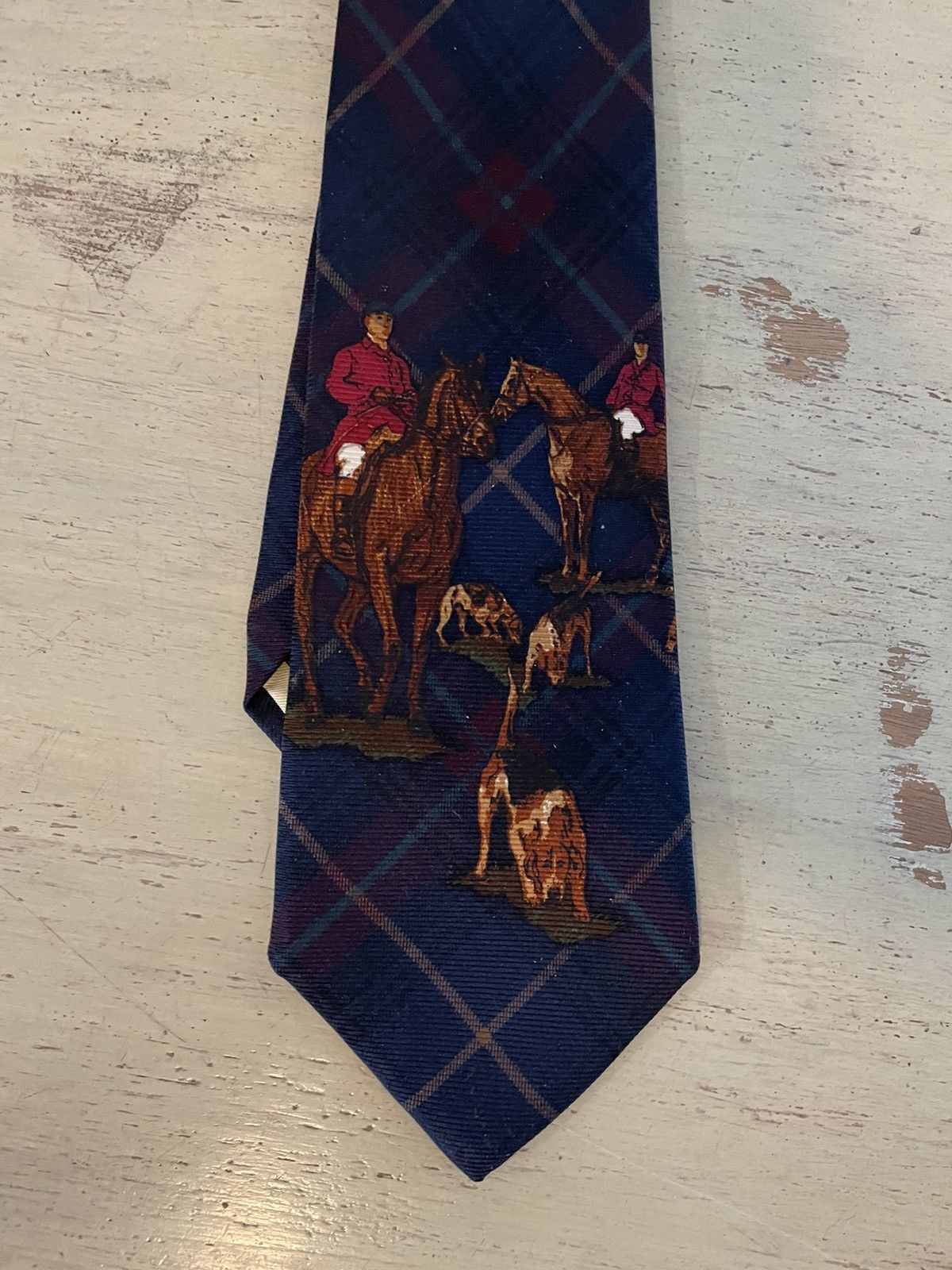 Polo Ralph Lauren × Vintage Plaid Fox Hunting Print Tie Size ONE SIZE - 3 Thumbnail