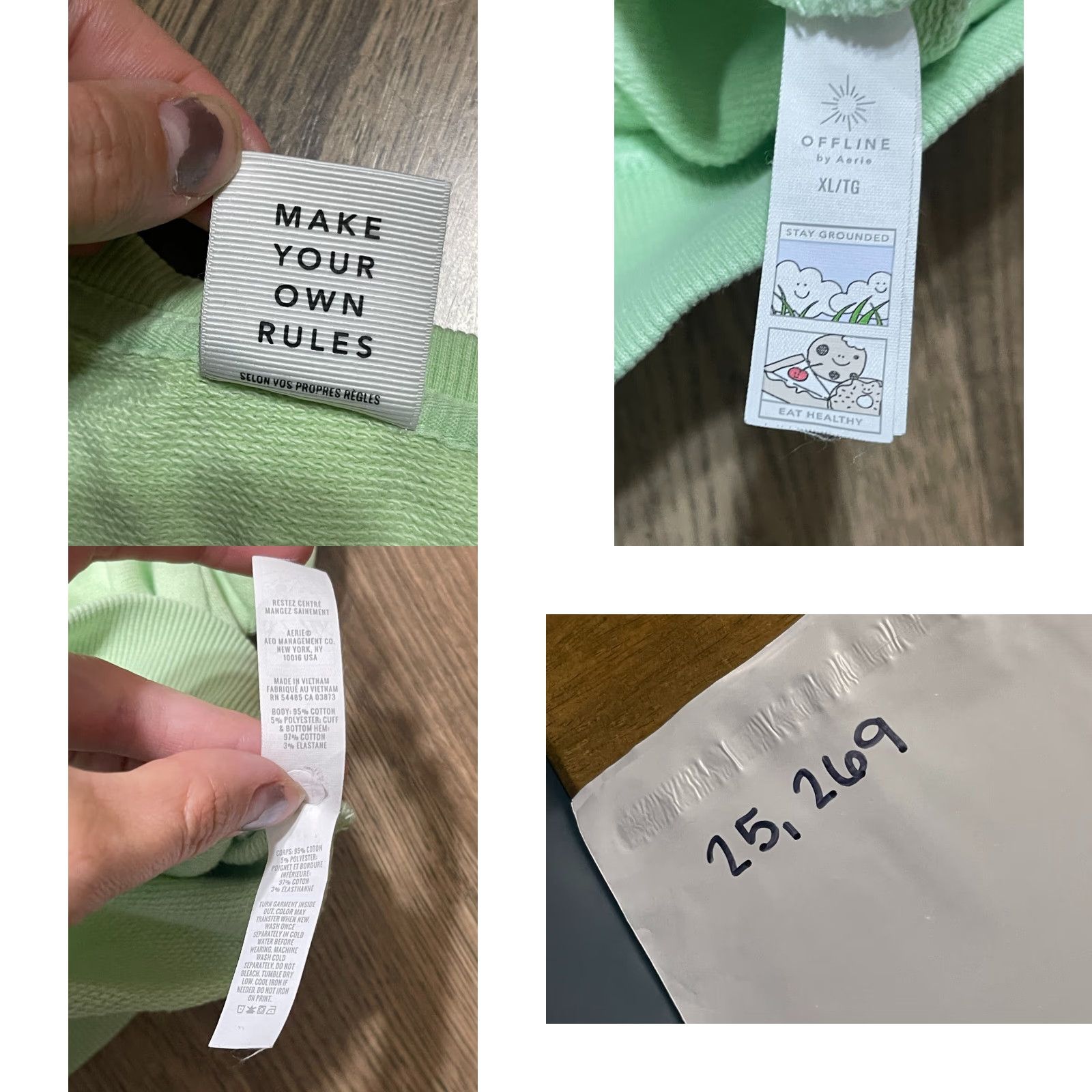 Vintage Aerie Sweater Women's Size XL Green Crop Top 1/4 Buttons Up Pullover Size XL / US 12-14 / IT 48-50 - 8 Thumbnail