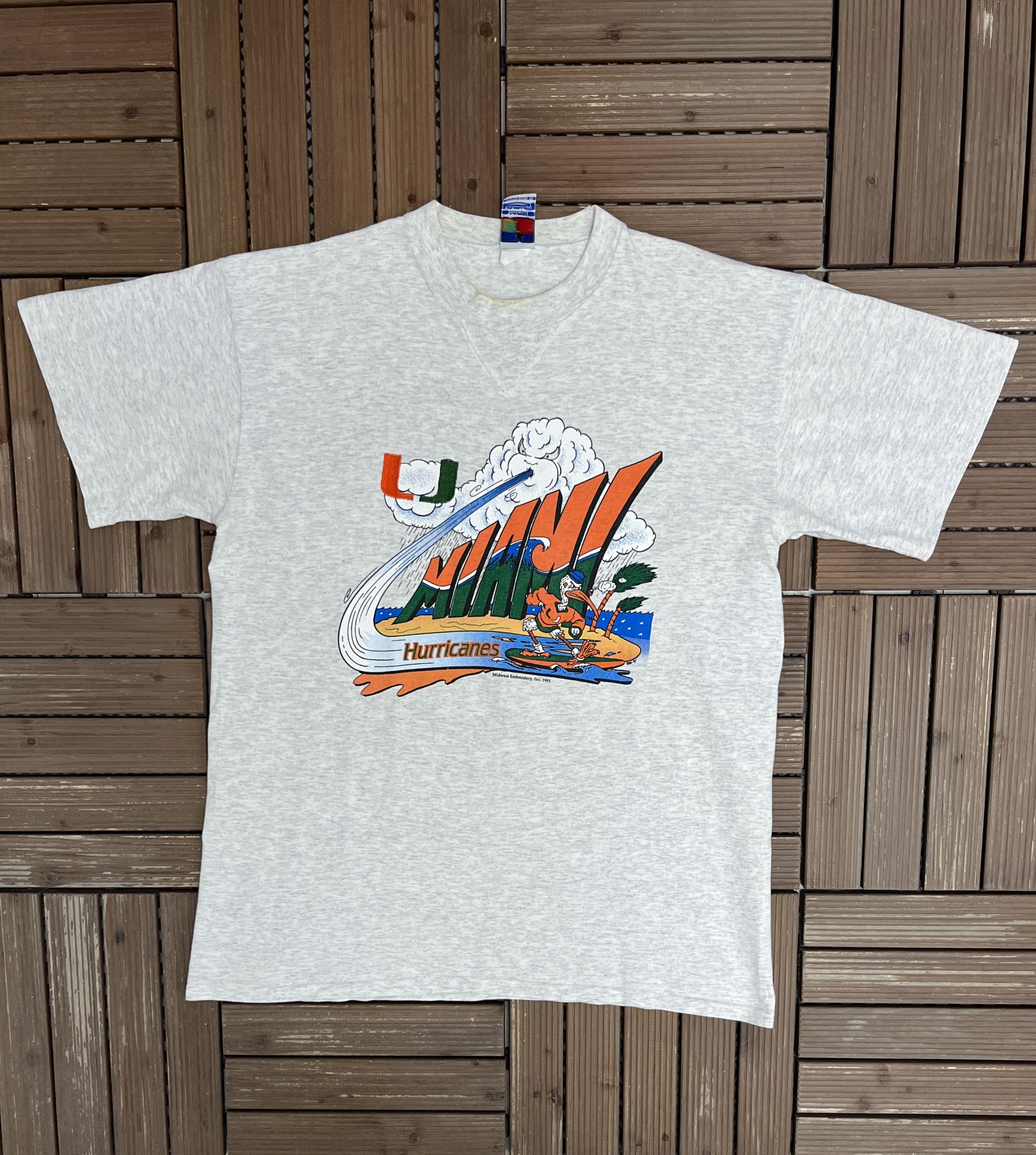 Vintage Miami Hurricanes Vintage Grey T-Shirt Tee Size US L / EU 52-54 / 3 - 1 Thumbnail