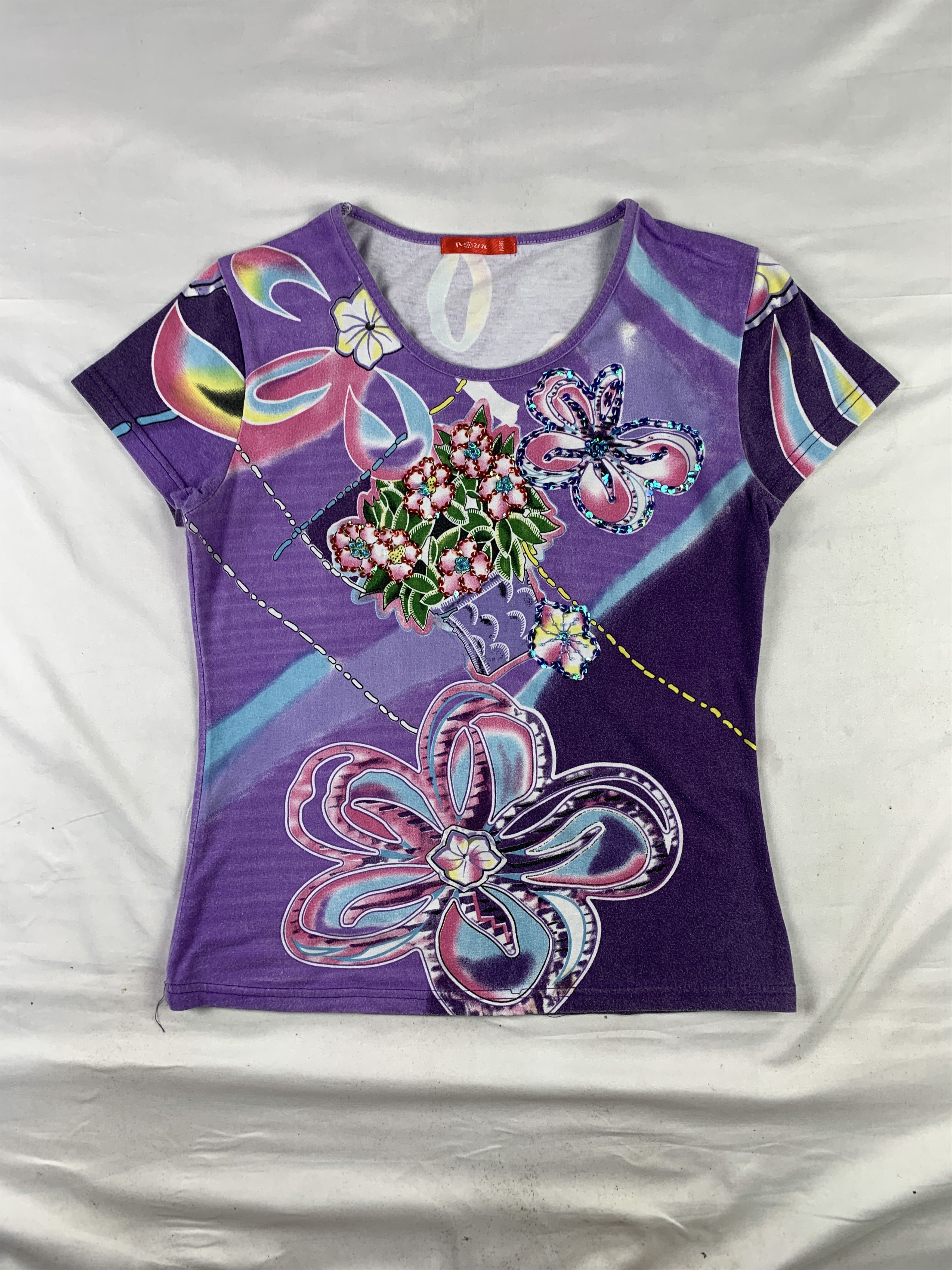 Japanese Brand Noun Paris Purple Flower Tee (M) Size M / US 6-8 / IT 42-44 - 1 Thumbnail