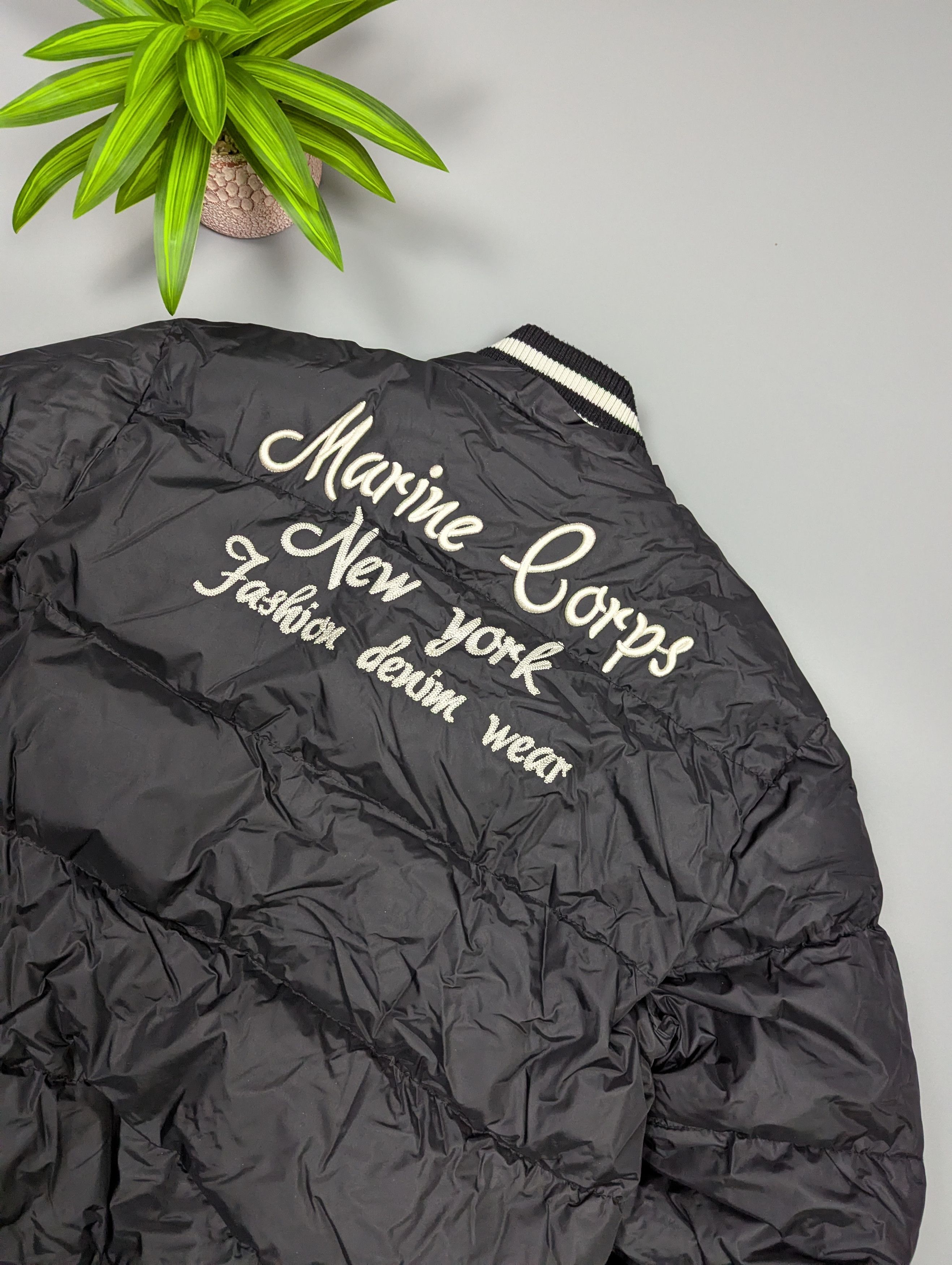 Vintage 90s Marine Corps Varsity Puffer Bomber Black Nylon Size US M / EU 48-50 / 2 - 20 Thumbnail