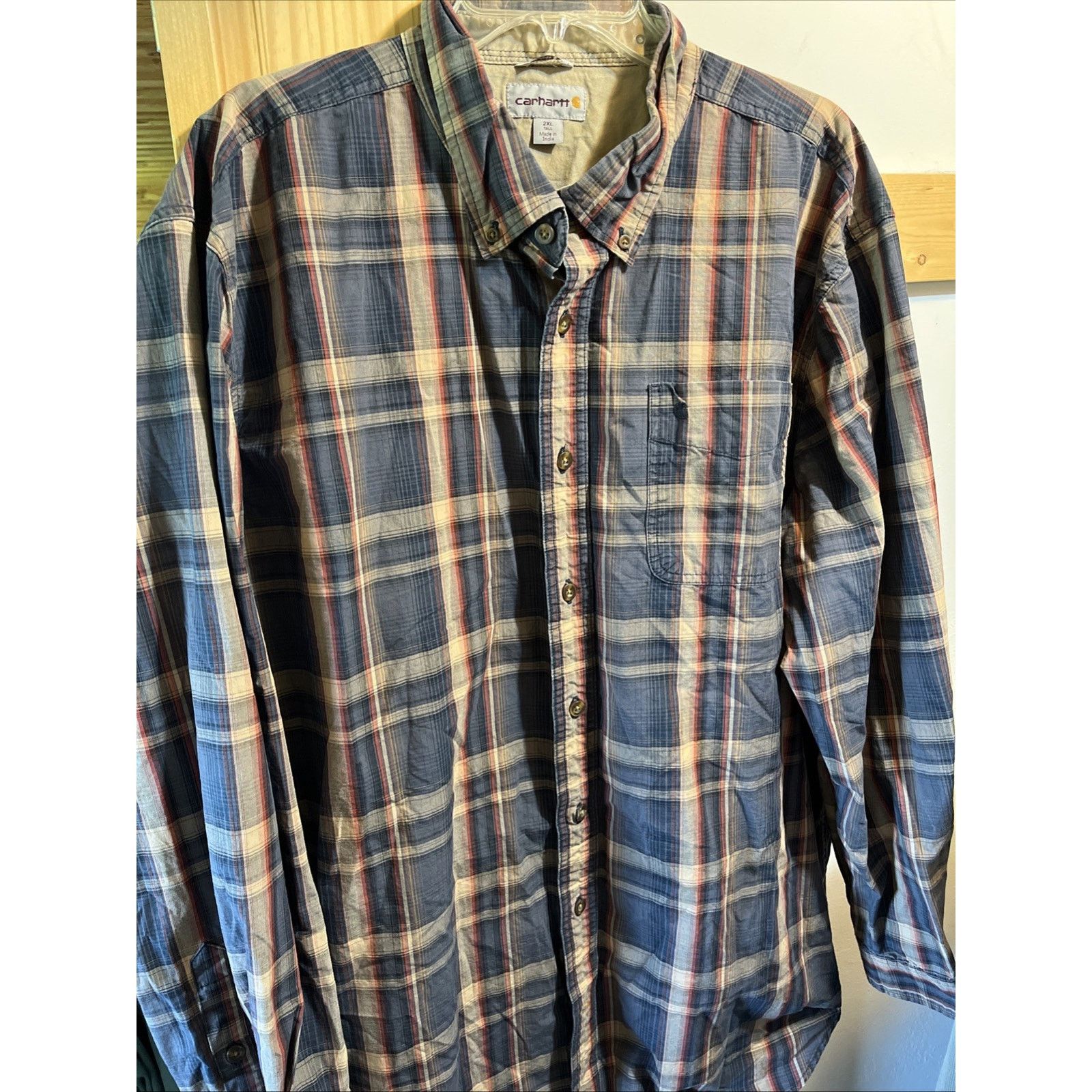 Carhartt Carhartt Shirt Men XXLT Blue Brown Plaid Outdoor Relaxed Fit Size US XXL / EU 58 / 5 - 7 Thumbnail
