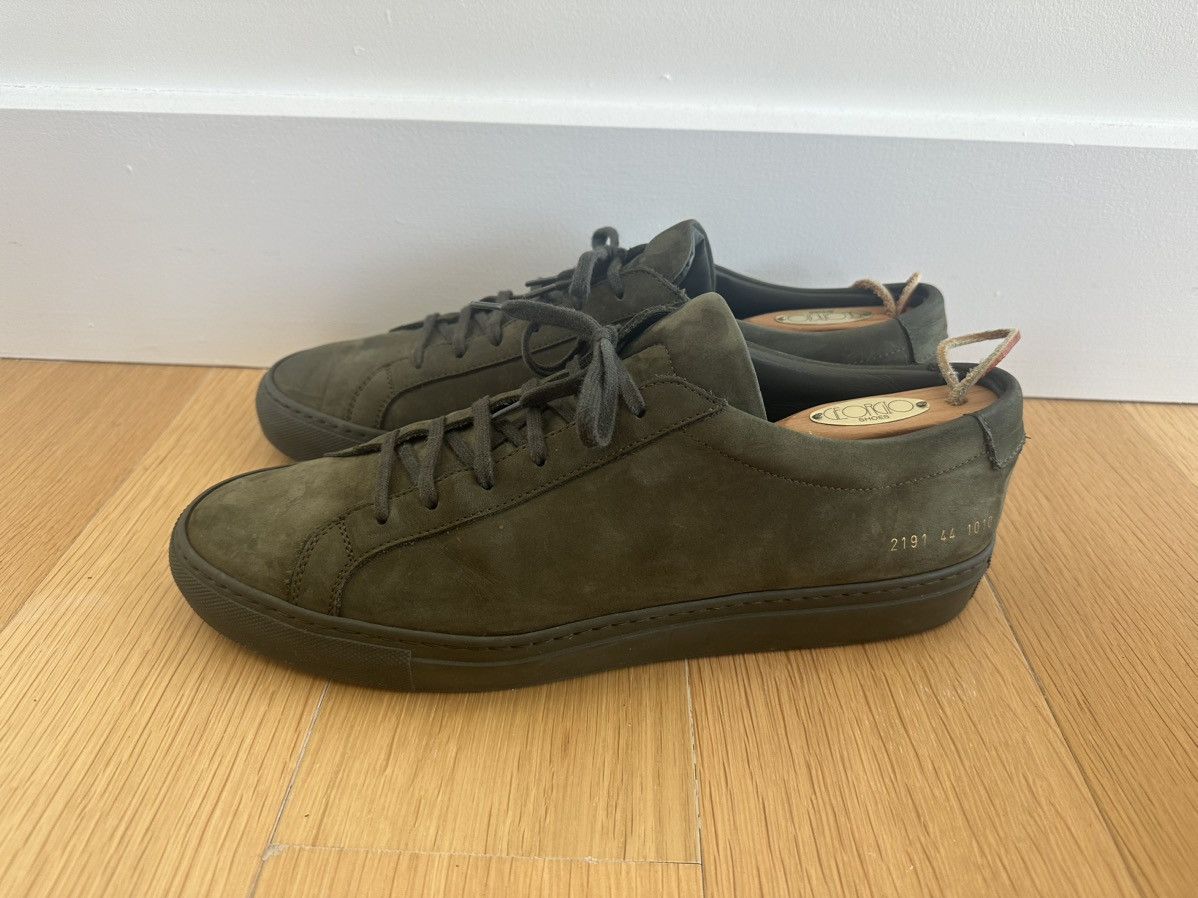 Common Projects Achilles Low Sz 44 Dark Green Suede